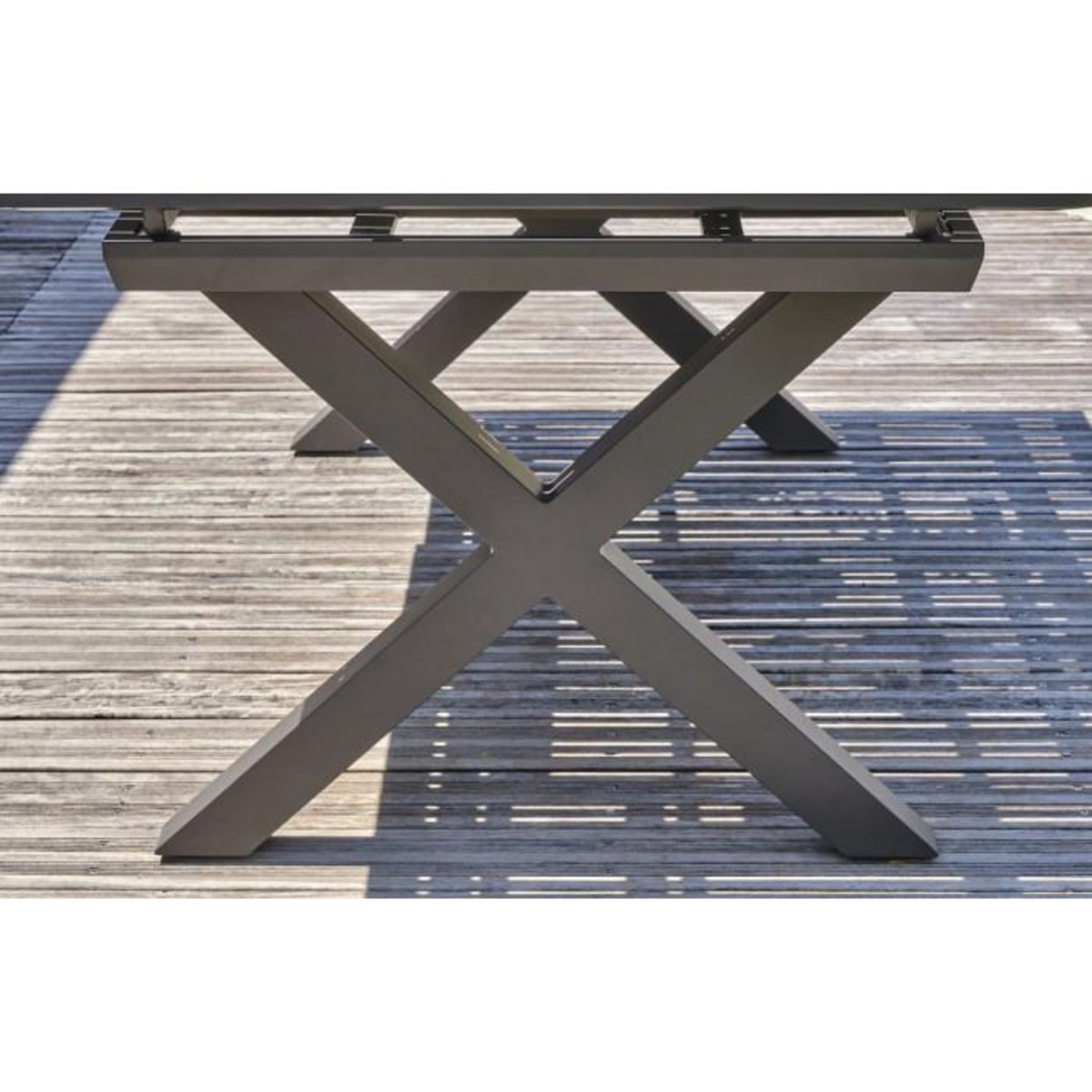 Paris Prix Table de Jardin Extensible Imitation Bois  Floride  180-240cm Gris Anthracite