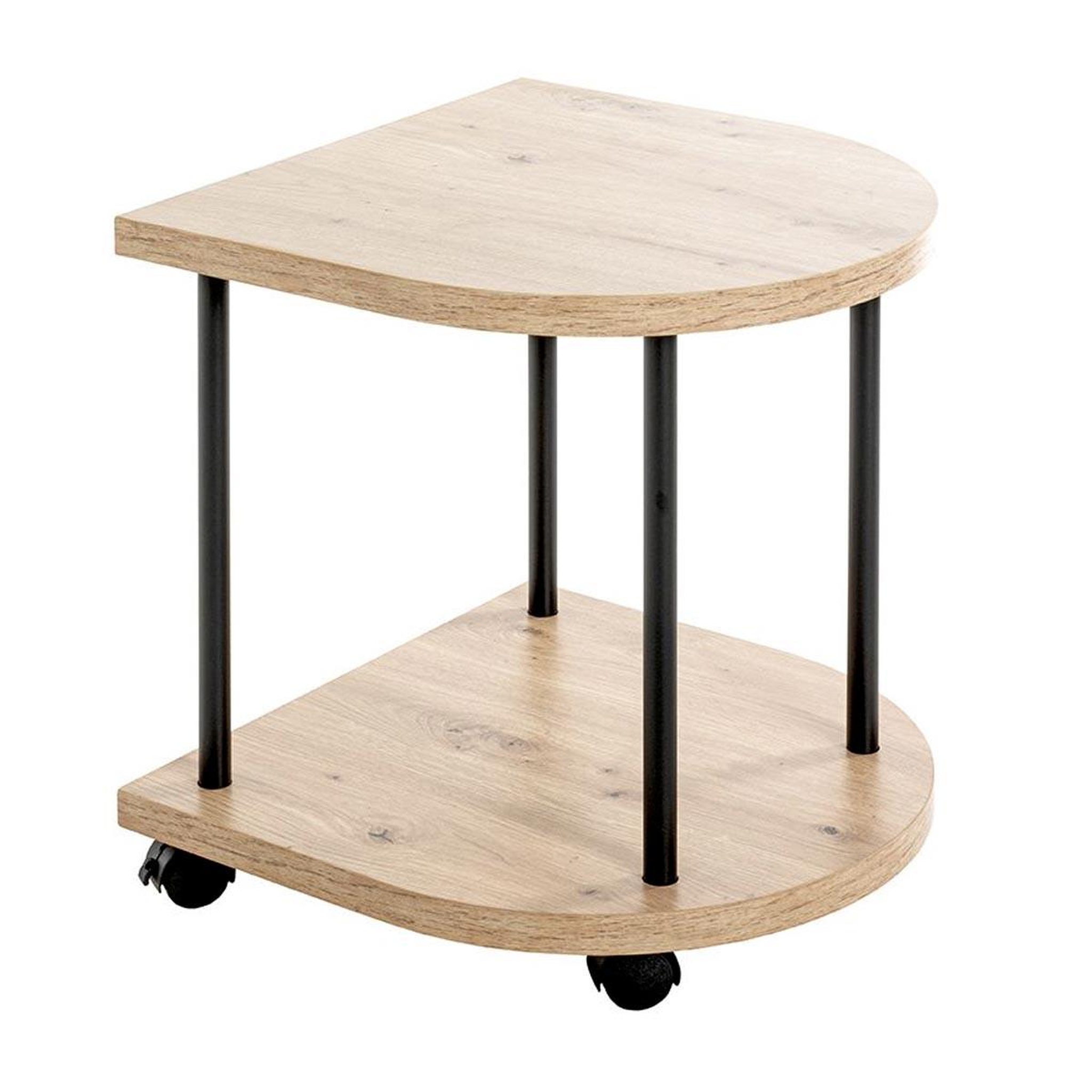 Paris Prix Table d'appoint design à roulettes  ilona  45cm naturel & noir