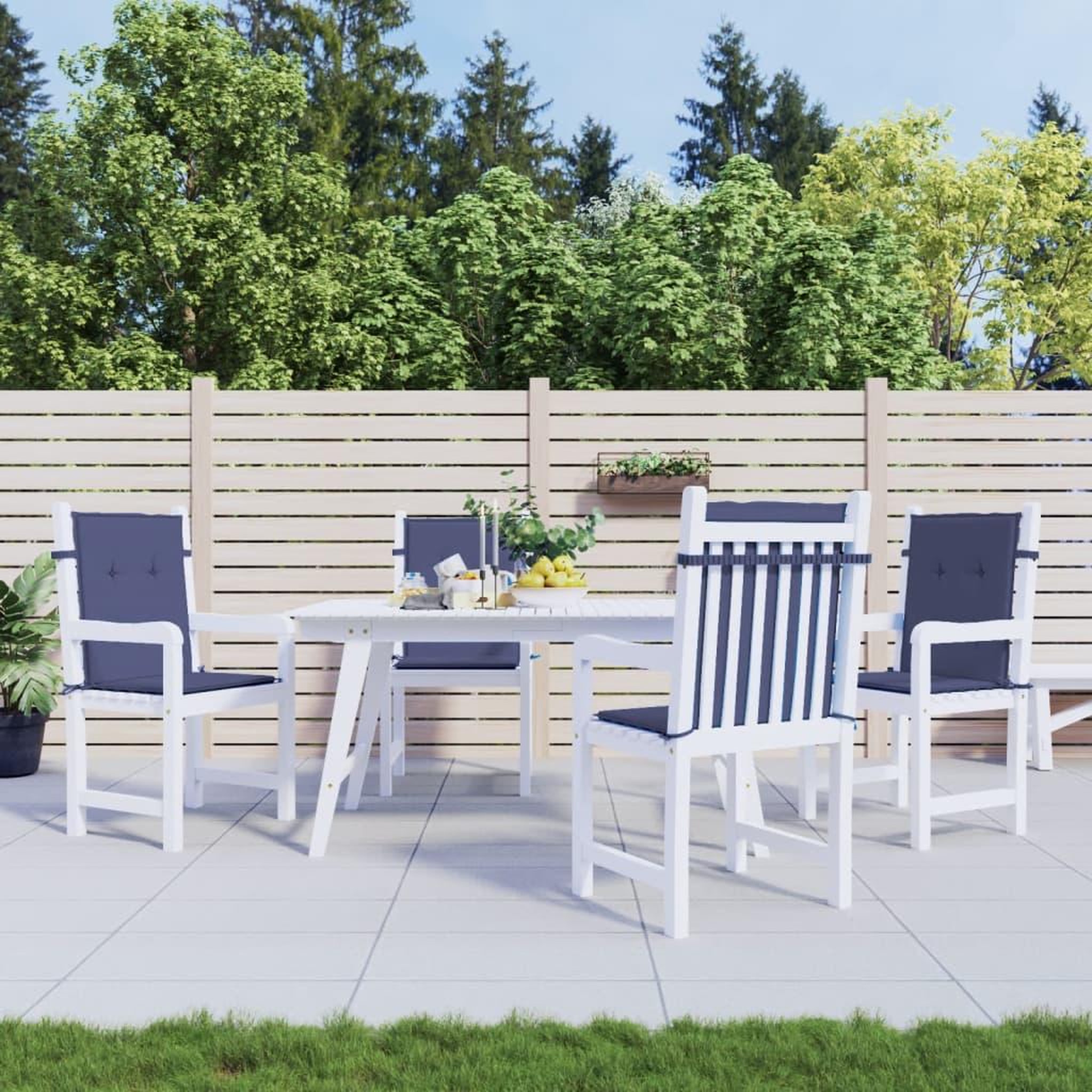 VIDAXL Coussins de chaise a dossier bas lot de 4 bleu marine tissu