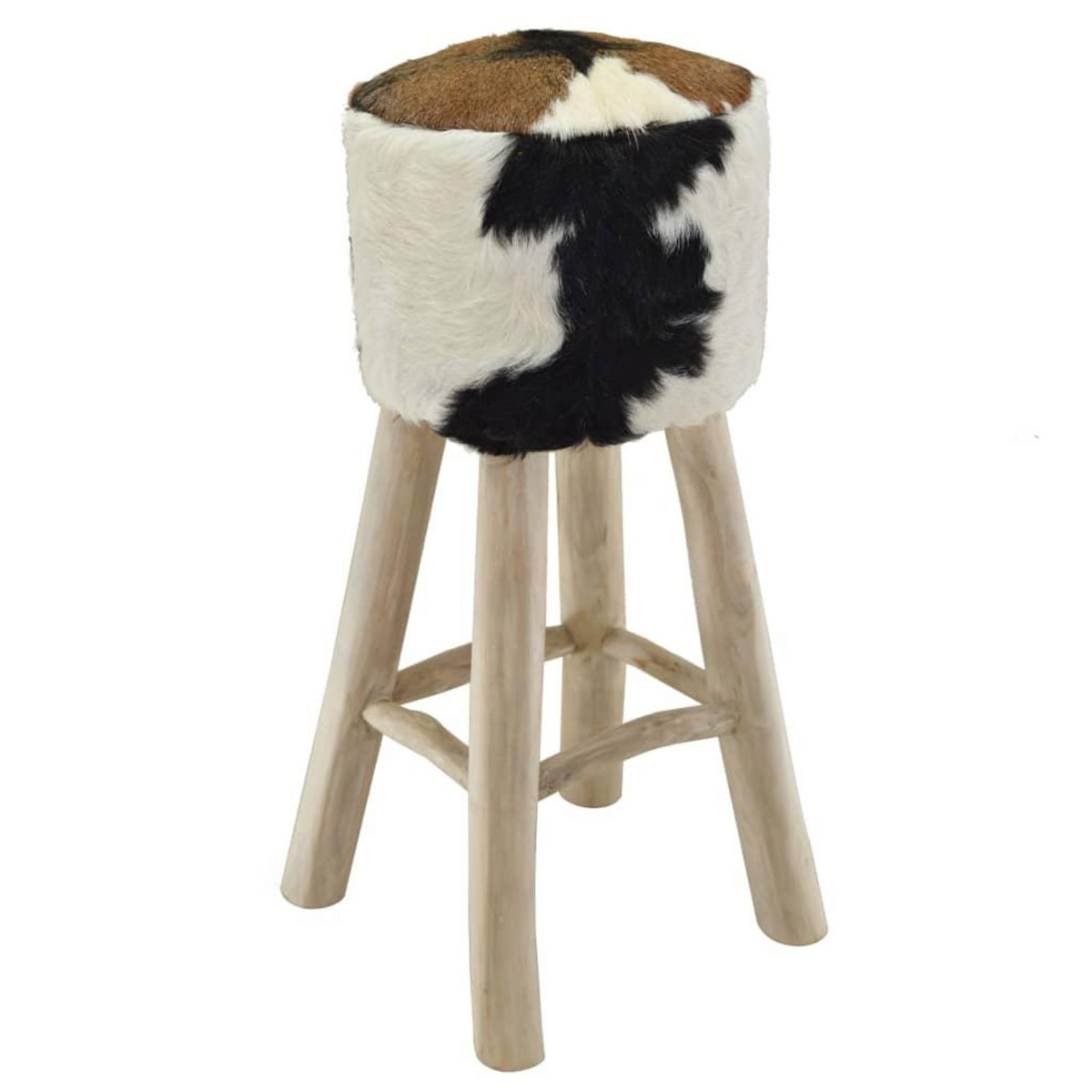 VIDAXL Tabouret de bar Cuir veritable et bois de teck solide