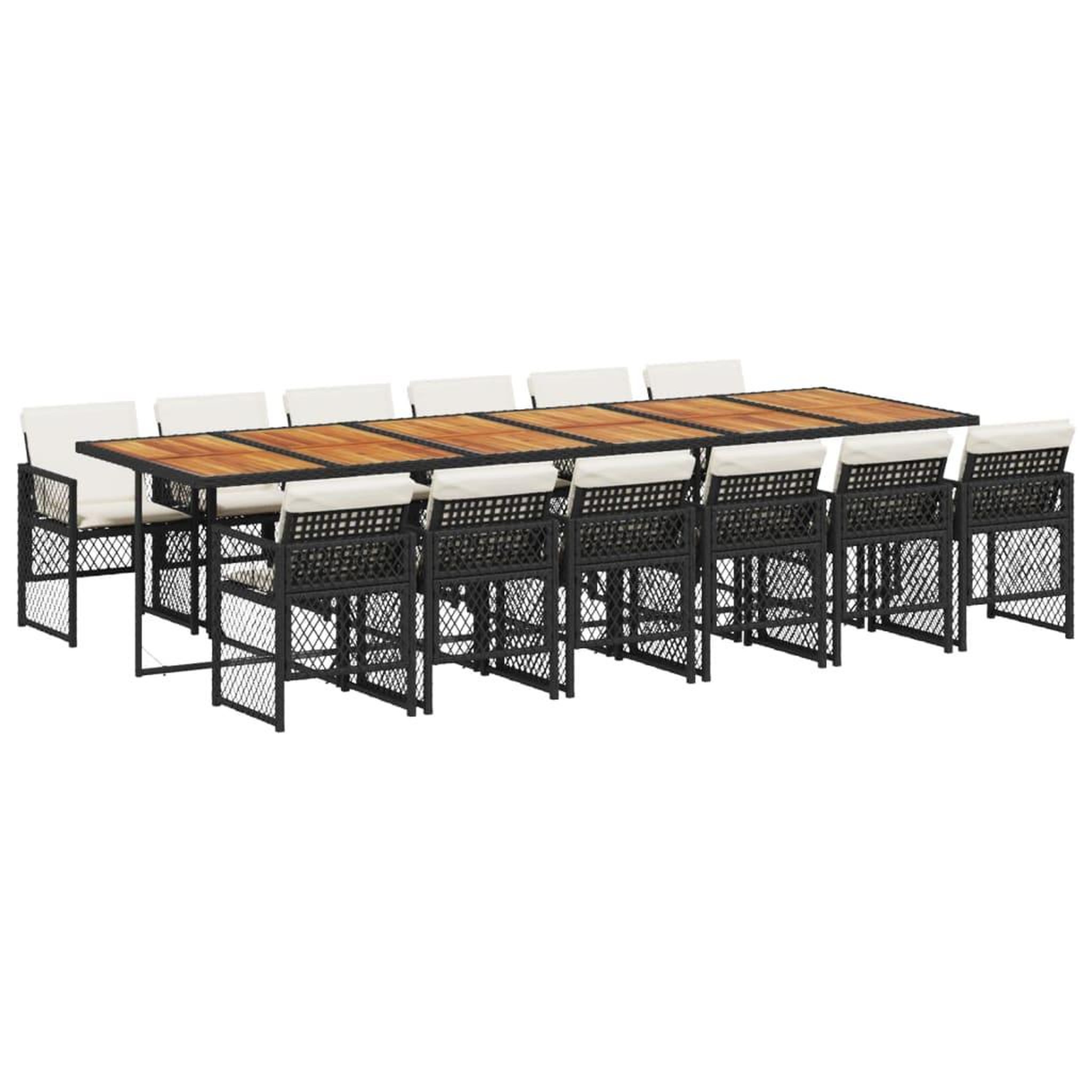 Voir la diapositive 2 : VIDAXL Ensemble a manger de jardin 13 pcs coussins noir resine tressee
