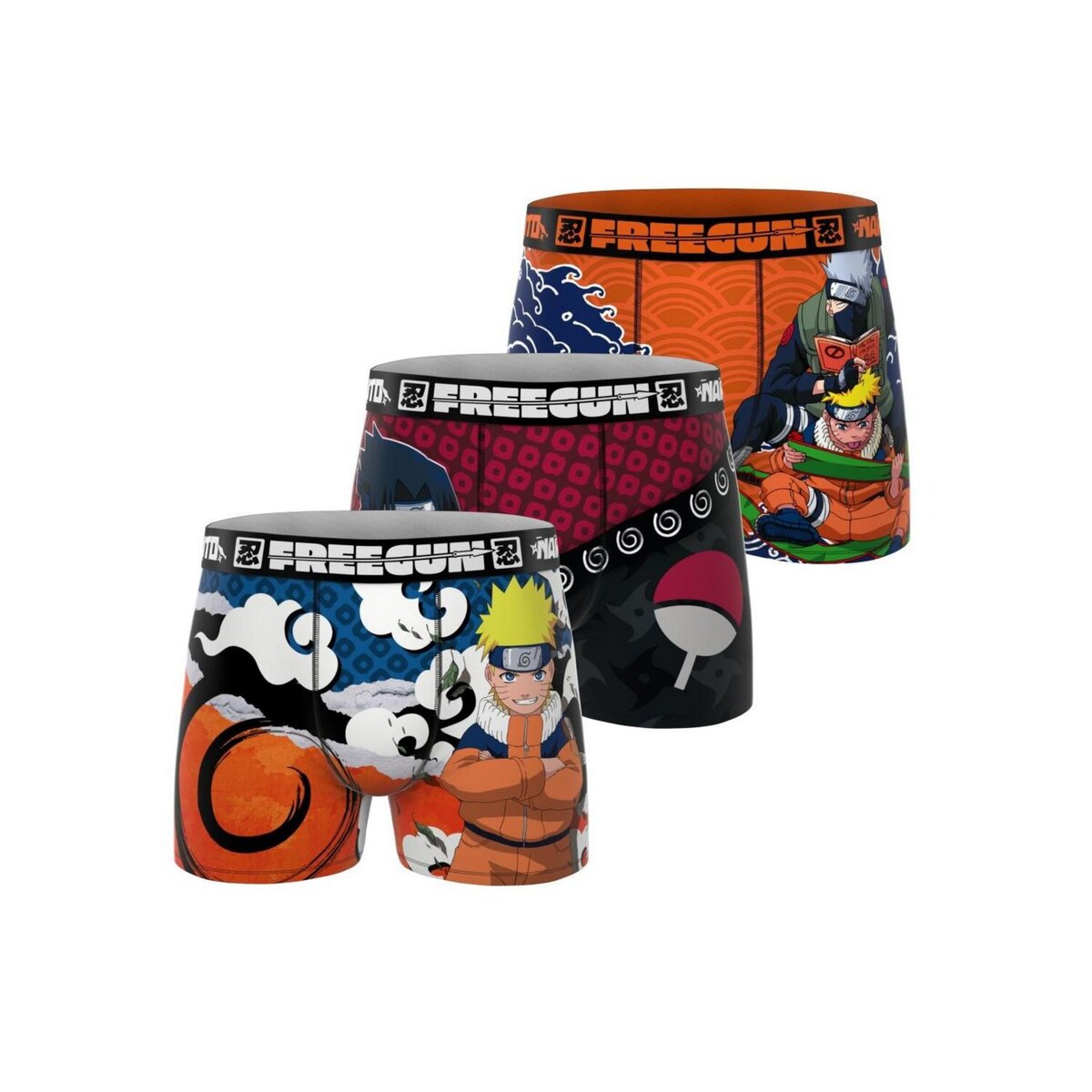 FREEGUN Lot de 3 boxers enfant Naruto Classic