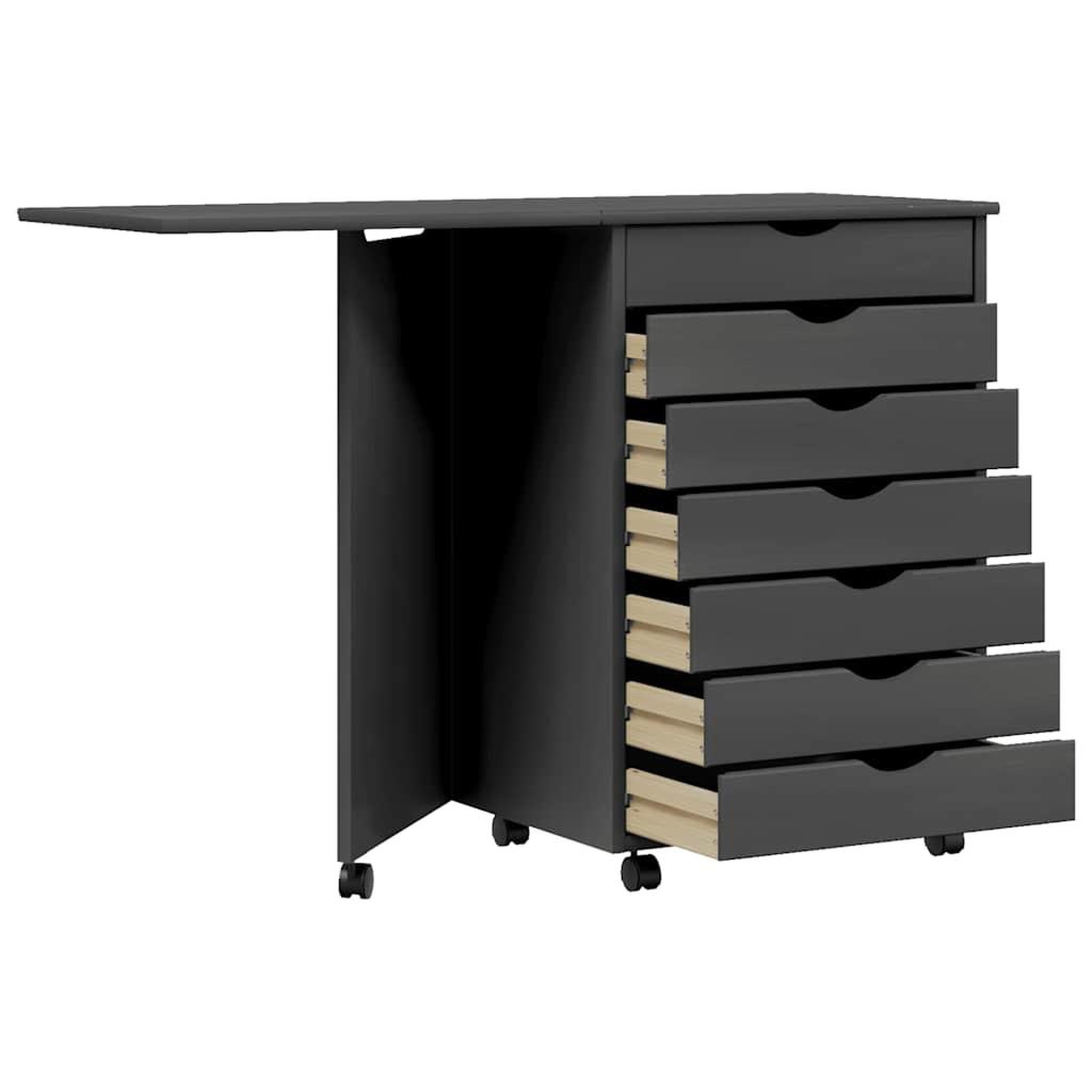Voir la diapositive 4 : VIDAXL Armoire roulante avec bureau MOSS gris bois de pin solide