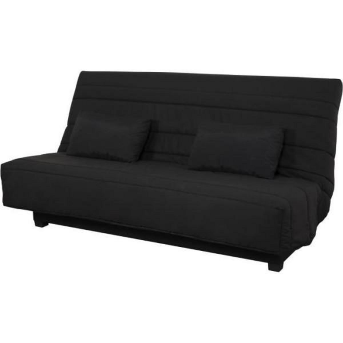 DUNLOPILLO Banquette Clic clac 2 places REVEUR - Tissu noir - Matelas DUNLOPILLO - Couchage 188x128 cm