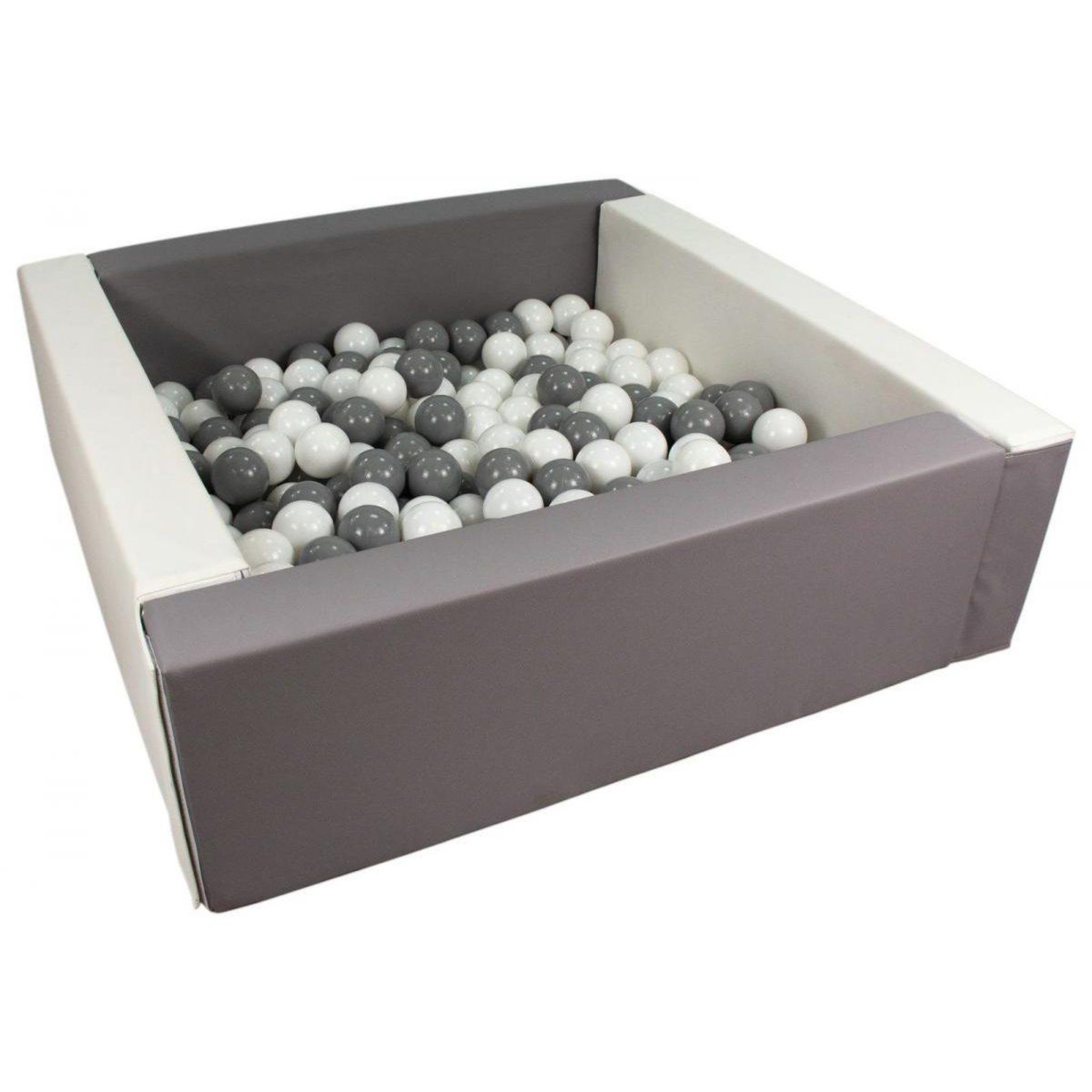 VELINDA Piscine à balles carrée avec 200 balles - blanc, gris/blanc, gris