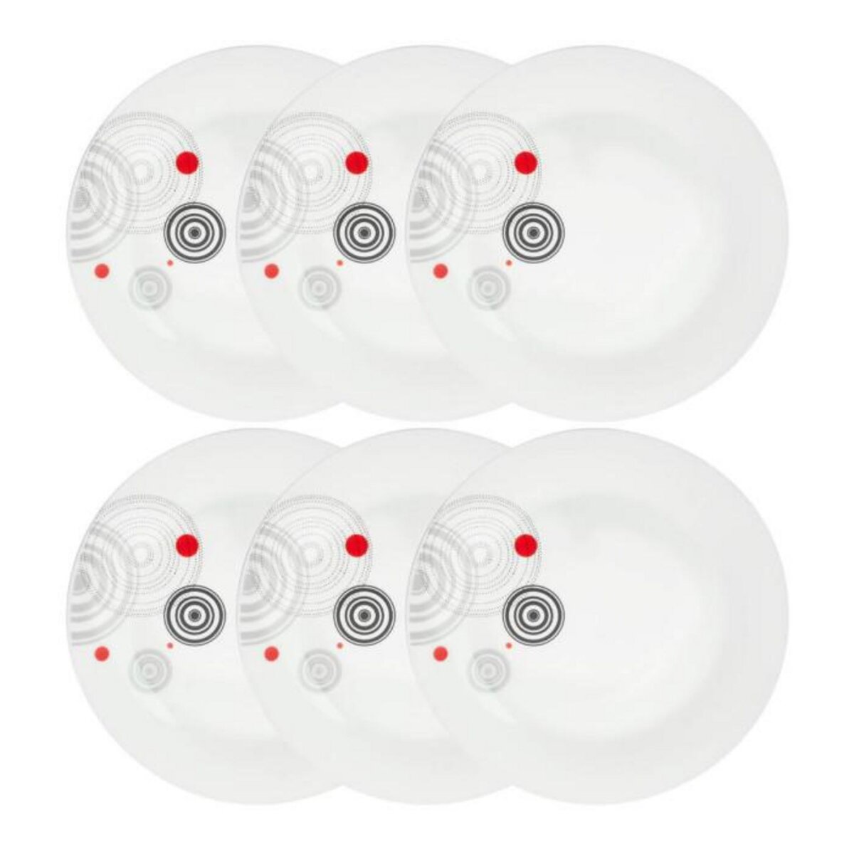 SECRET DE GOURMET Lot de 6 Assiettes Plates  Instant  27cm Blanc