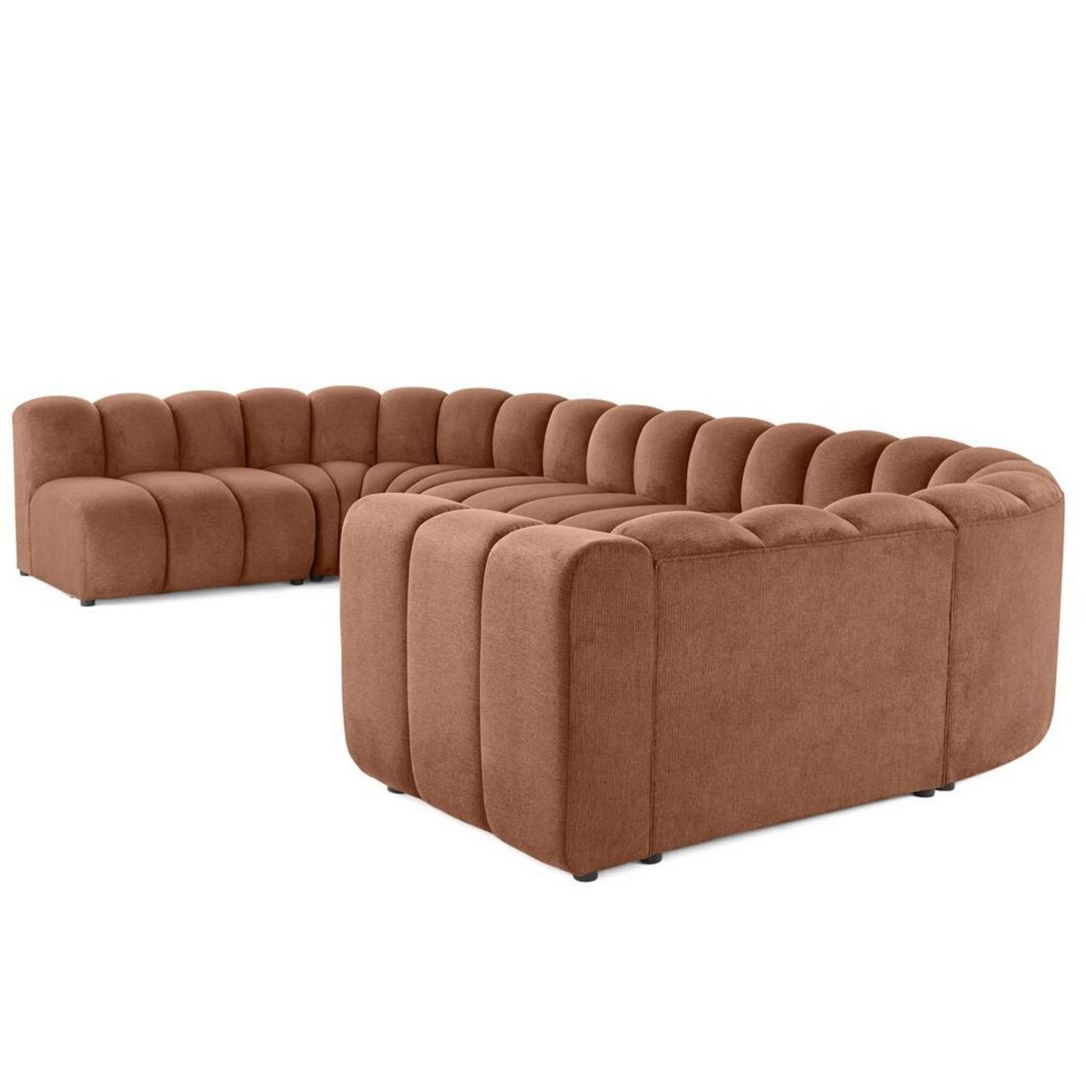 LISA DESIGN Debbie - canapé modulable panoramique d'angle gauche 7 places en tissu texturé