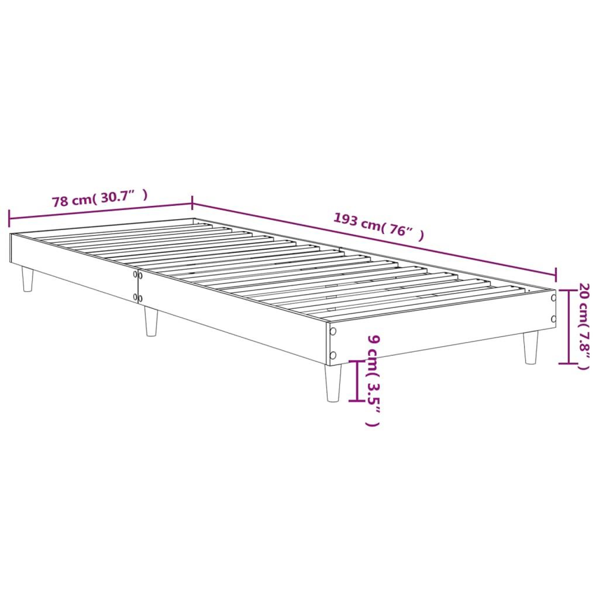 Voir la diapositive 6 : VIDAXL Cadre de lit chene fume 75x190 cm bois d'ingenierie