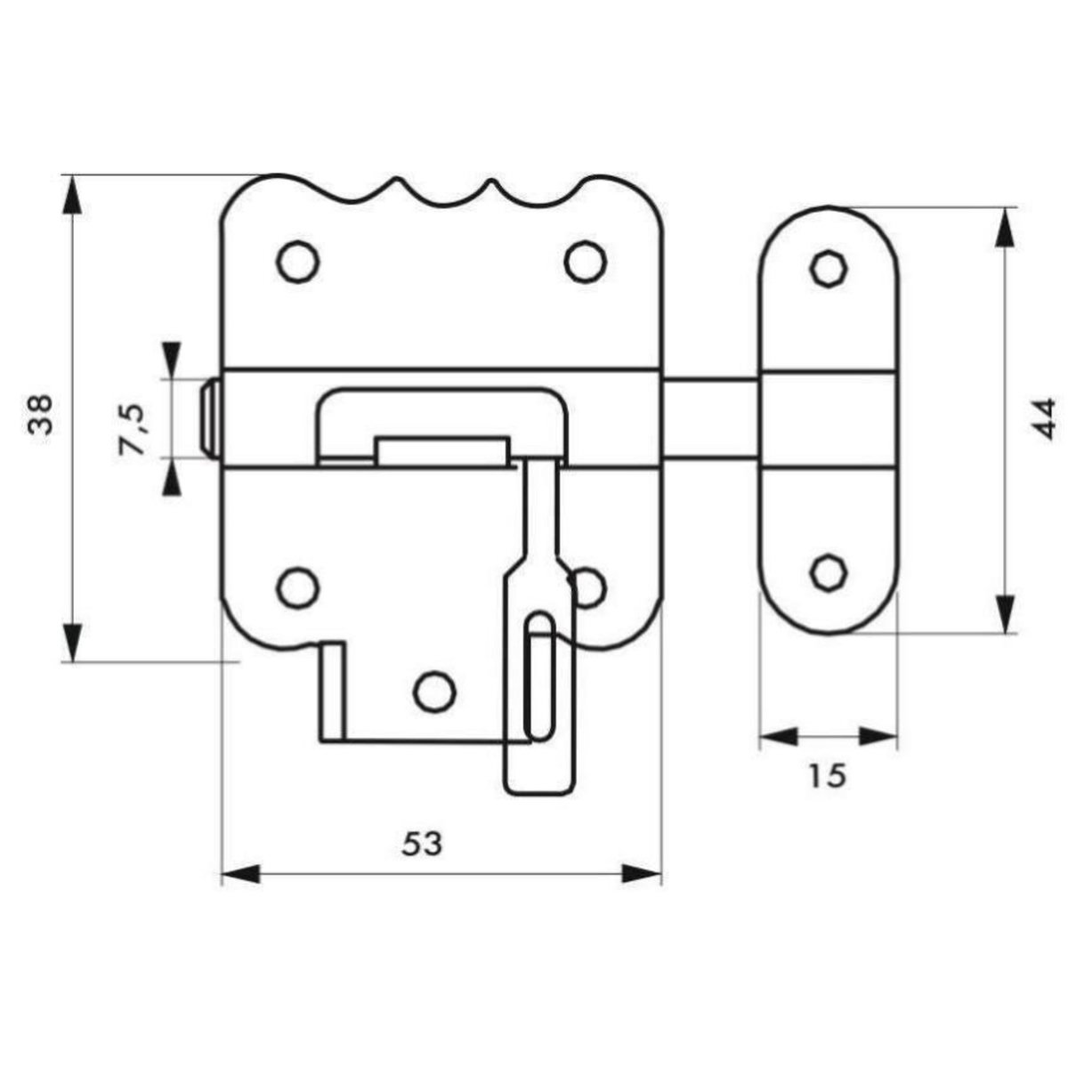 THIRARD Targette à pêne rond THIRARD, acier zingué bronze
