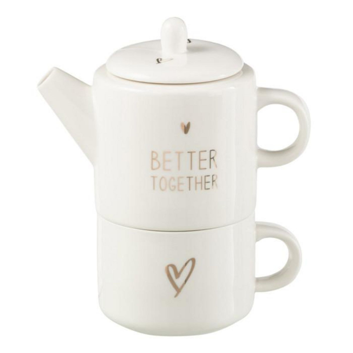 Paris Prix Théière Avec Tasse  Cœur  78cl Blanc