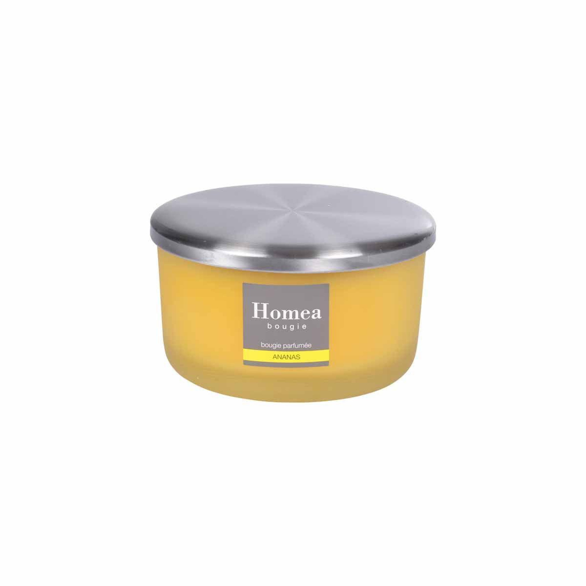 Voir la diapositive 2 : HOMEA Bougie parfumée verrine  tropical fresh  13cm ananas