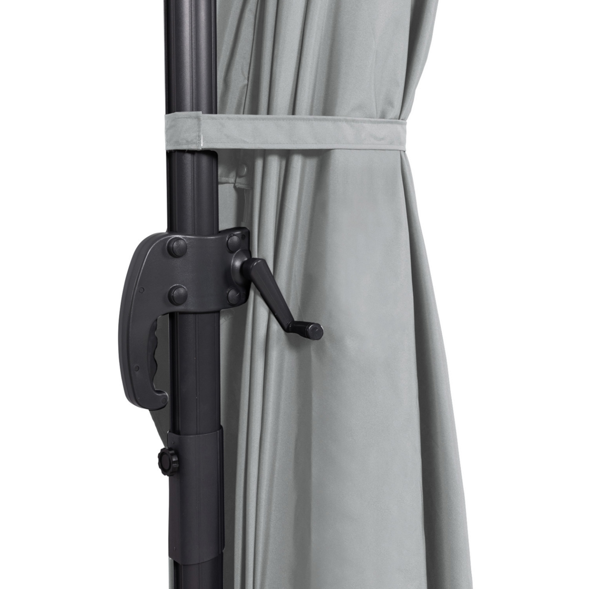 ID MARKET Parasol déporté inclinable rotatif 360 CALVI gris clair 3x4 M avec 4 dalles et housse