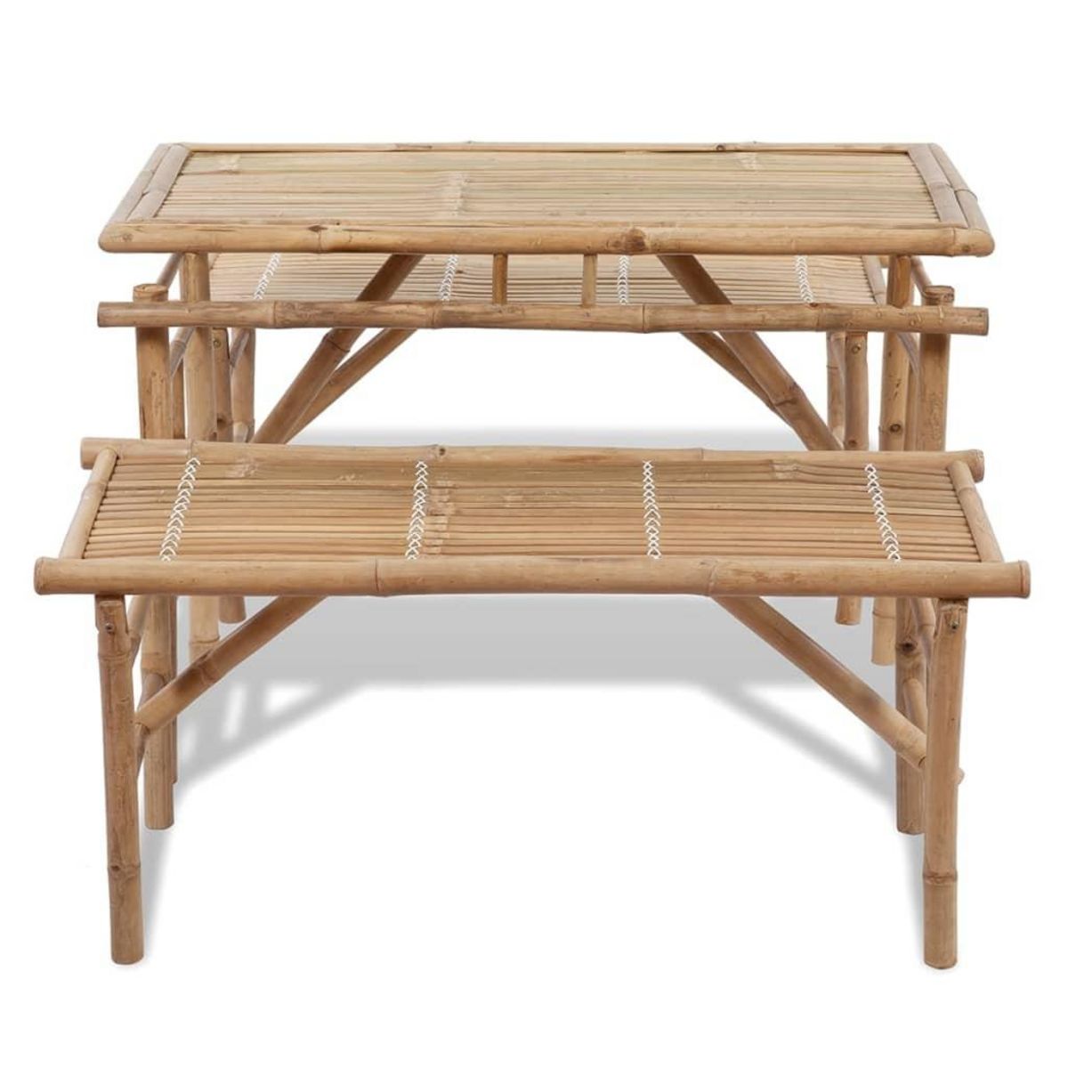 VIDAXL Table de brasserie avec 2 bancs 100 cm Bambou