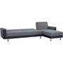 Voir la diapositive 5 : MARKET24 Canapé d'angle 3 places réversible - Tissu gris et simili noir - Pieds en acier - L 277 x P 157 x H 80 cm - IVANA