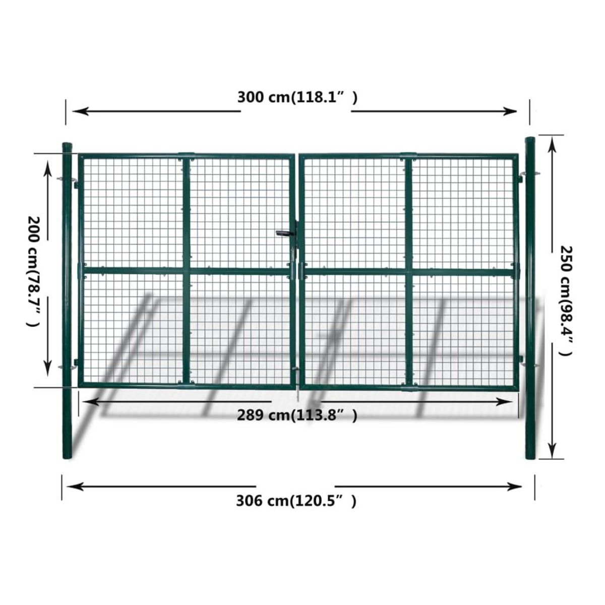 VIDAXL Portail de Cloture en Grillage Galvanisee 289 x 200 cm / 306 x 250 cm