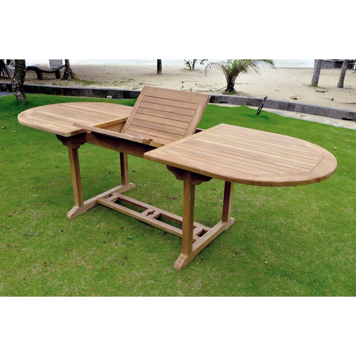 CONCEPT USINE Table de jardin extensible 10 places en teck brut KAJANG