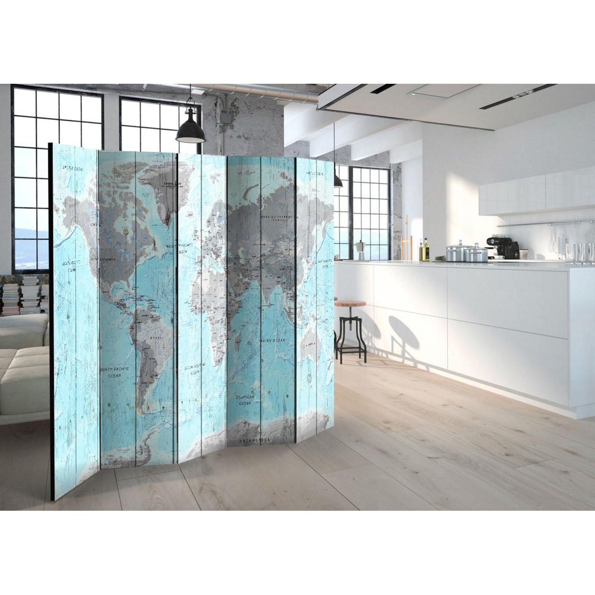 Voir la diapositive 2 : Paris Prix Paravent 5 volets  wooden travels  172x225cm