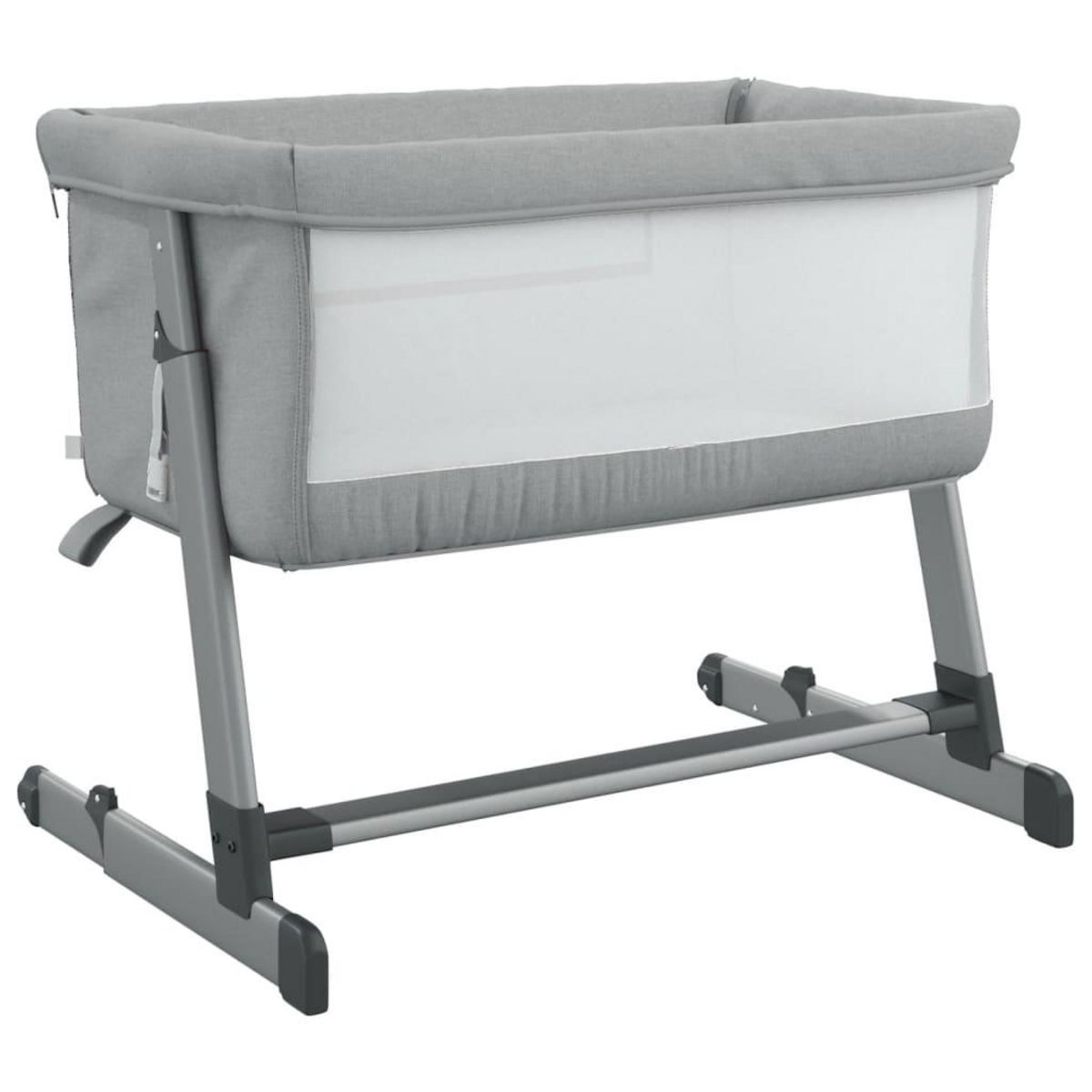 VIDAXL Lit pour bebe avec matelas Gris clair Tissu de lin