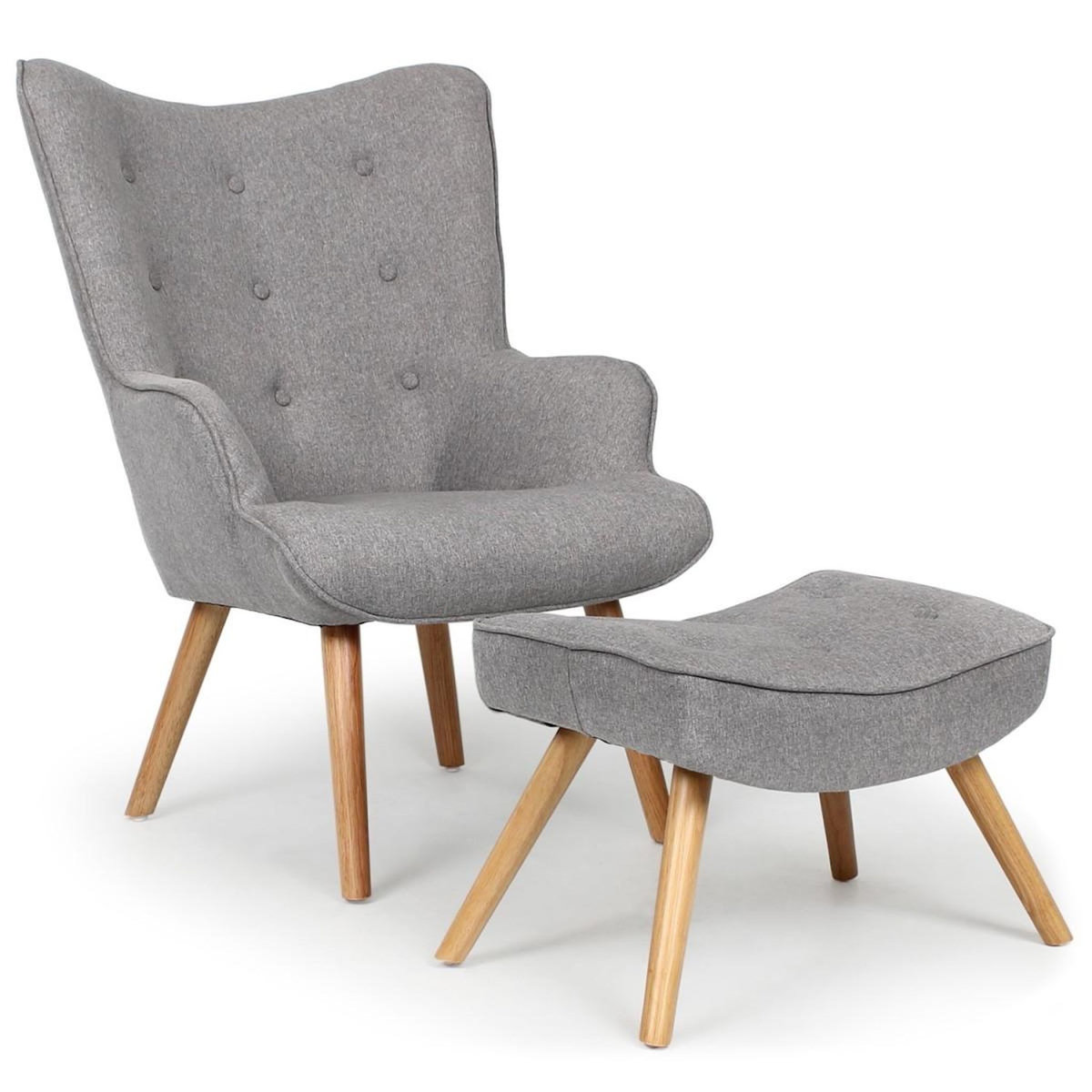 Paris Prix Fauteuil & Pouf Scandinave  Orle  98cm Gris Clair