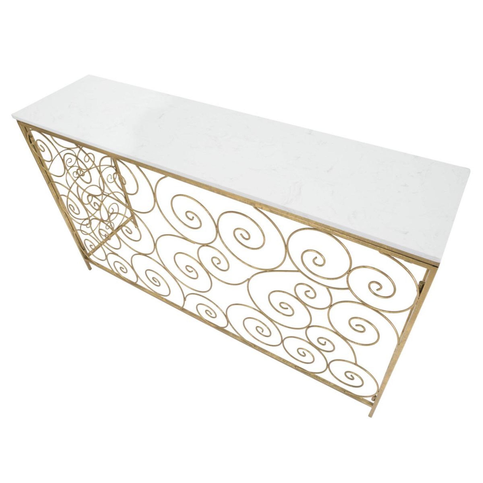 Voir la diapositive 4 : Paris Prix Console design en marbre  spirale  140cm blanc & or