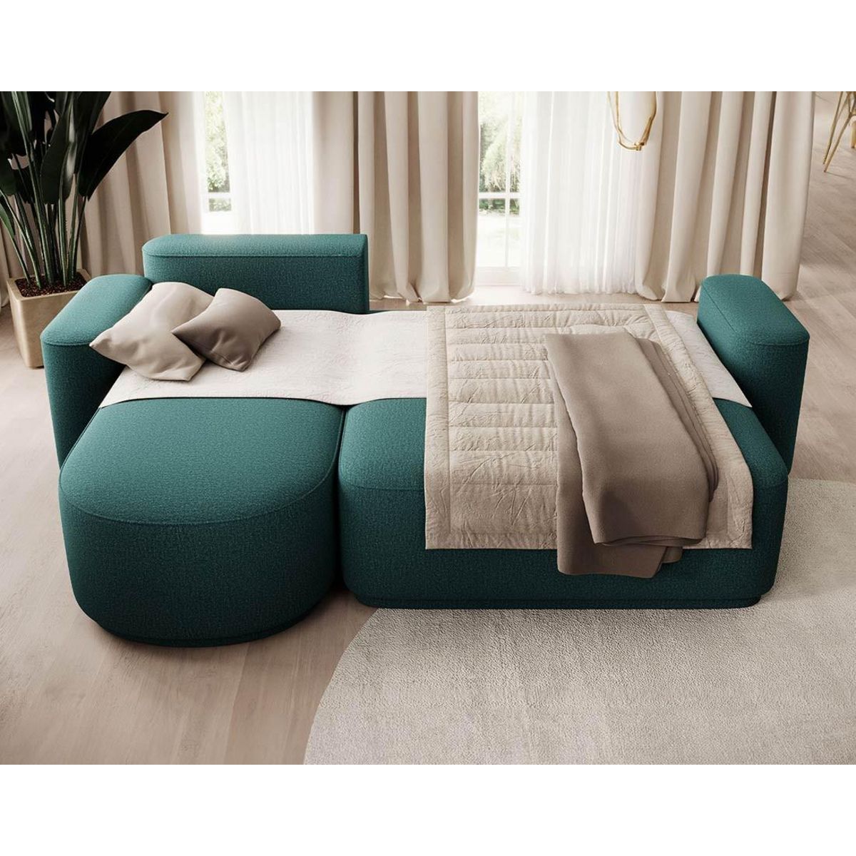 BEST MOBILIER Sam - canapé d'angle gauche 4 places convertible avec coffre en tissu