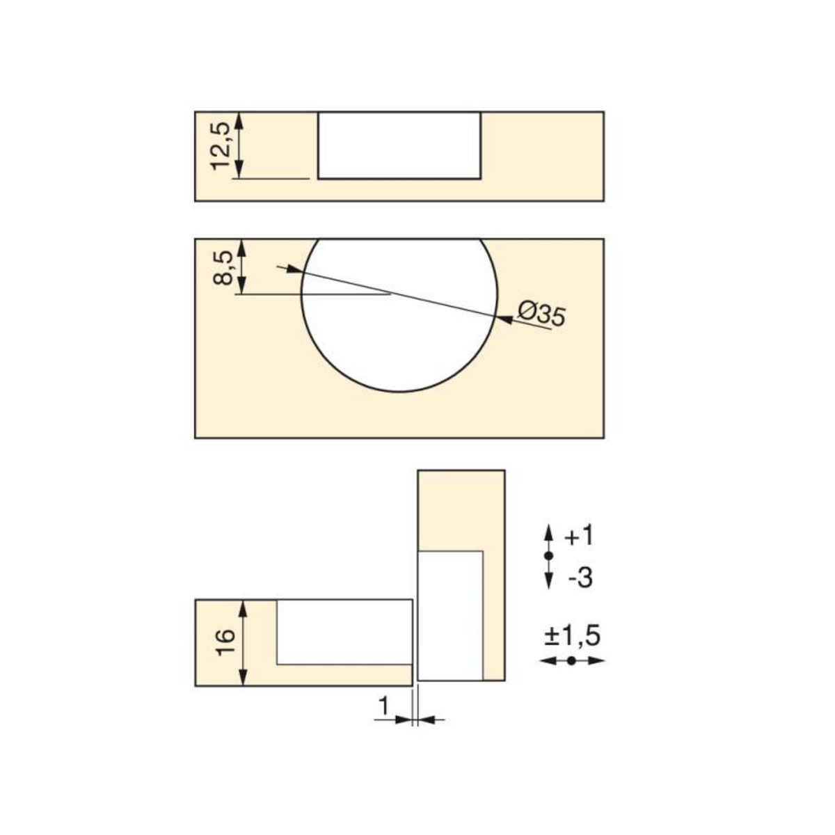 EMUCA SRL Charnière pour abattant diamètre 35mm finition nickelé EMUCA 1000107