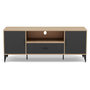 Voir la diapositive 1 : BEST MOBILIER Tribeca - meuble tv - effet bois et métal noir - 2 portes et 1 tiroir - 160 cm