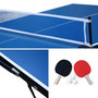 Voir la diapositive 6 : SWEEEK Mini table de ping pong 150x75cm - table pliable INDOOR bleue. avec 4 raquettes et 6 balles
