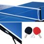 Voir la diapositive 6 : SWEEEK Mini table de ping pong 150x75cm - table pliable INDOOR bleue. avec 4 raquettes et 6 balles. valise de jeu pour utilisation intérieure. sport tennis de table