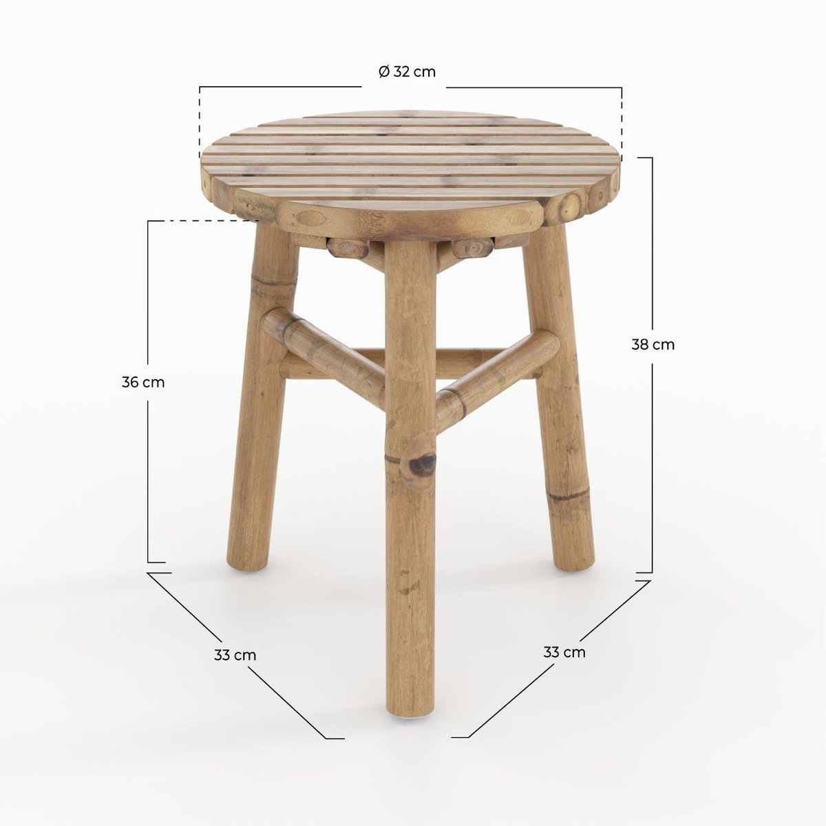 Rendez vous déco Tabouret de jardin en bambou H38 cm-Eli