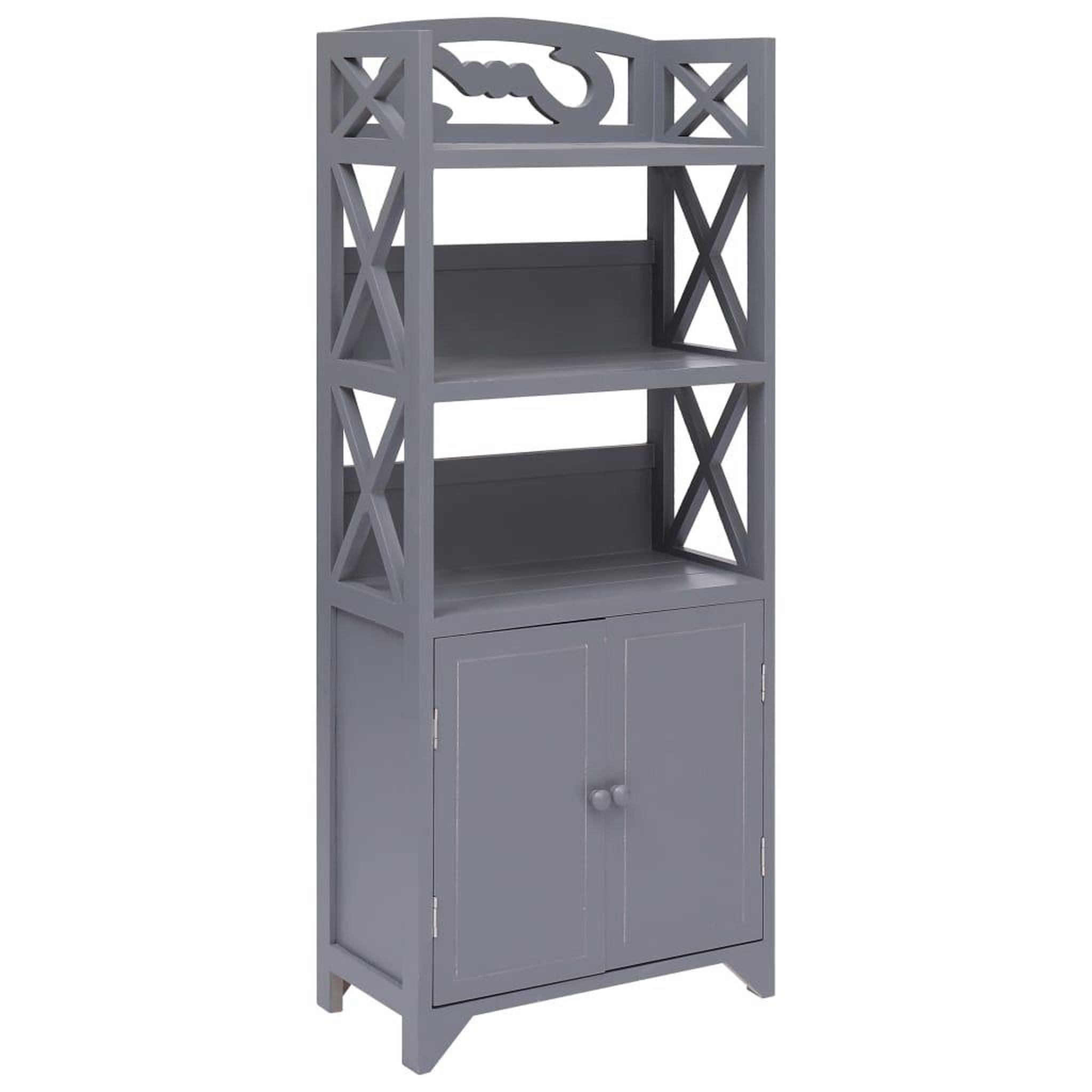 Voir la diapositive 1 : VIDAXL Armoire de salle de bain Gris 46x24x116 cm Bois de Paulownia
