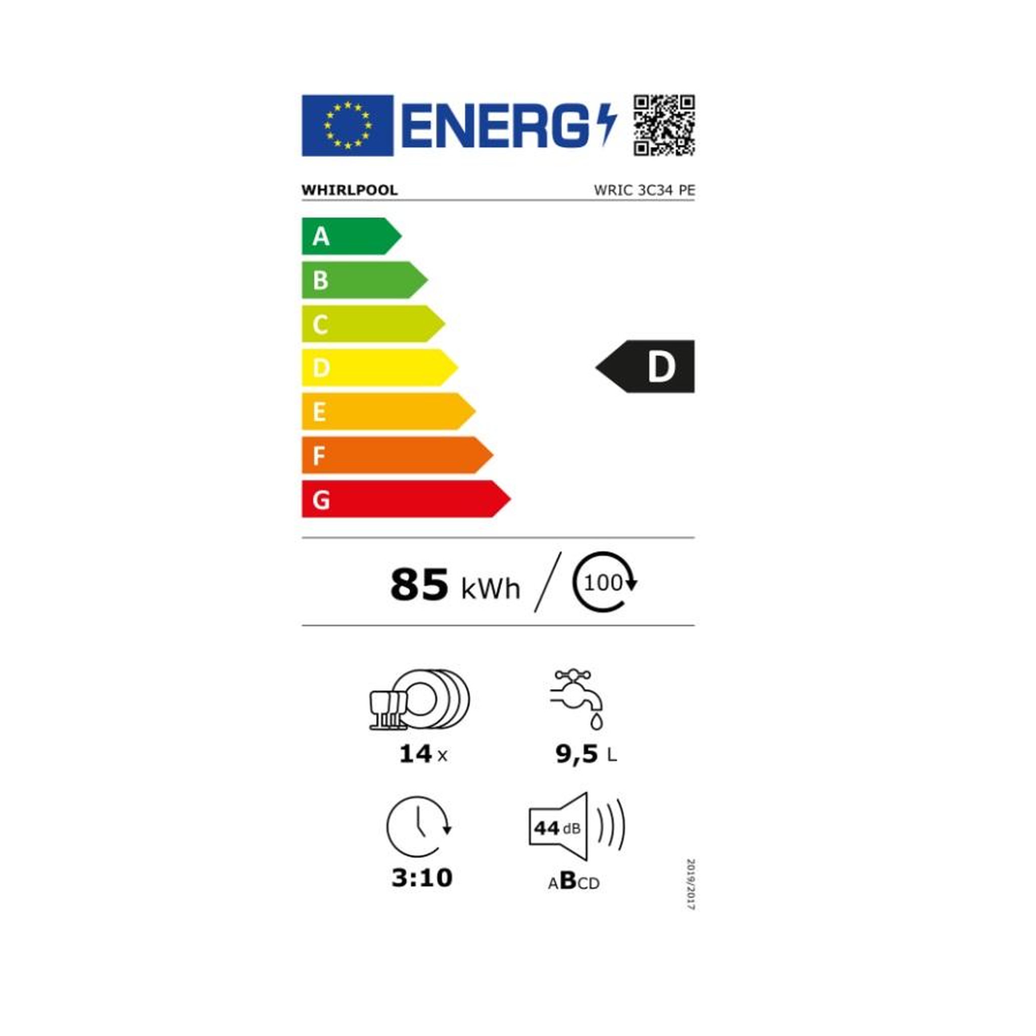 Voir la diapositive 2 : Whirlpool Lave-vaisselle 60cm 14 couverts 44db tout intégrable - wric3c34pe
