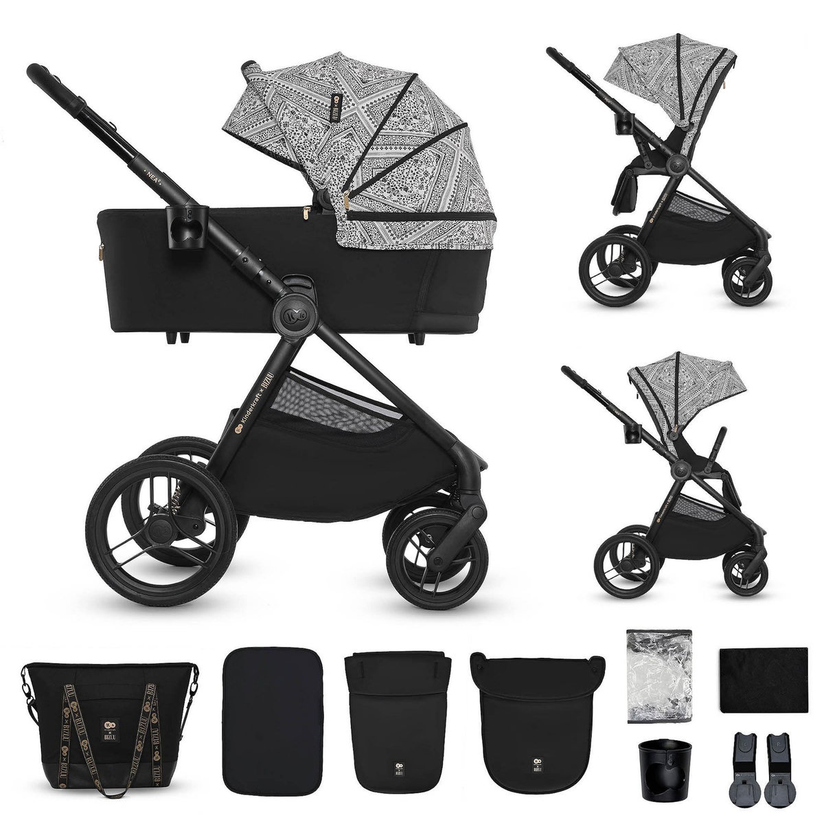 KINDERKRAFT Poussette combinée polyvalente 2 en 1 avec siège réversible à 27 kg