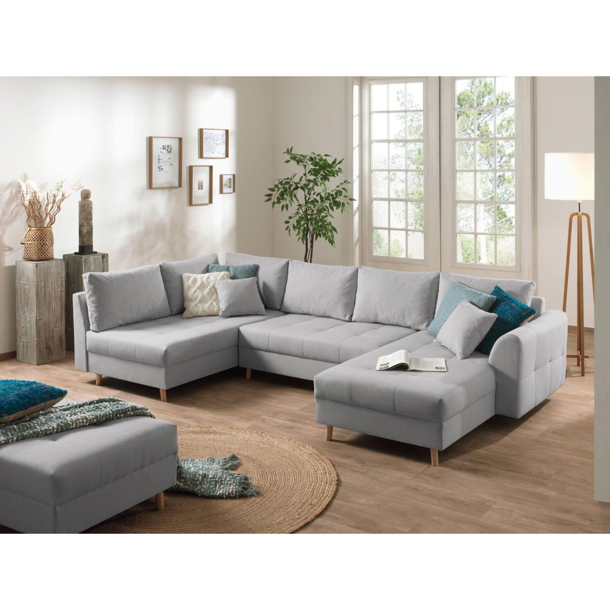 LISA DESIGN Rune - canapé panoramique avec pouf d'appoint - 7 places - style scandinave - gauche