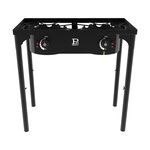 PROJECT Réchaud à Gaz 2 Feux 9KW 4 pieds Bruleurs en fonte Modulable en 3 Hauteurs - Cuisine Extérieure 74.5 x 40 x H80cm Allumage Piezo