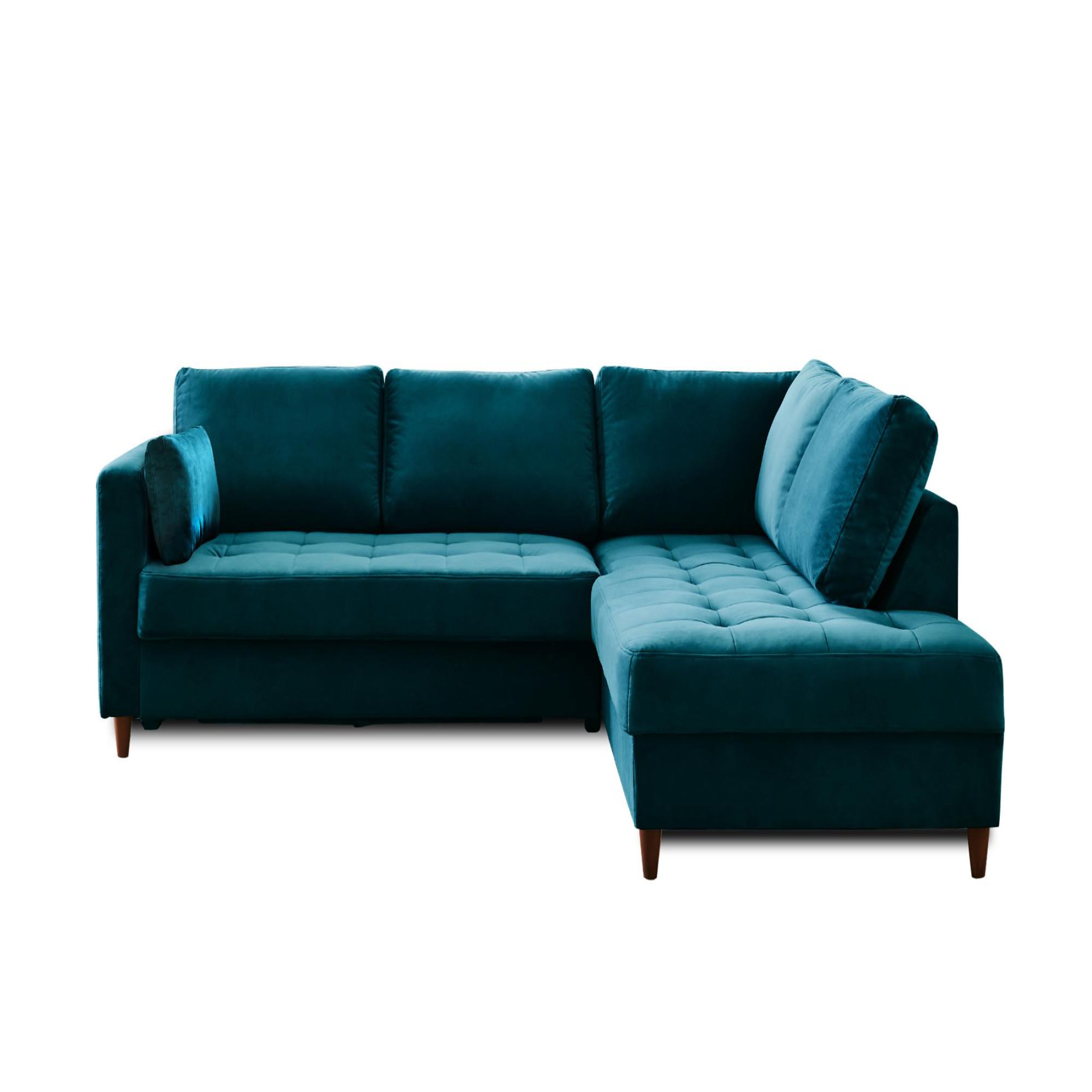 Voir la diapositive 1 : BEST MOBILIER Anna - canapé d'angle droit - 5 places - convertible - en velours