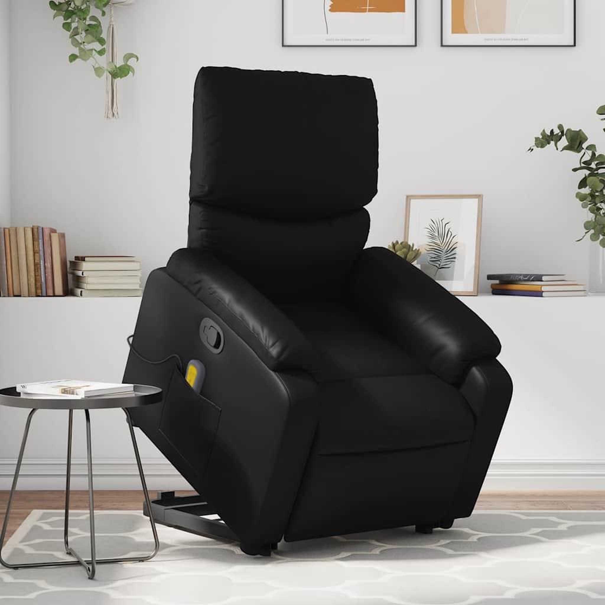 VIDAXL Fauteuil inclinable de massage Noir Similicuir
