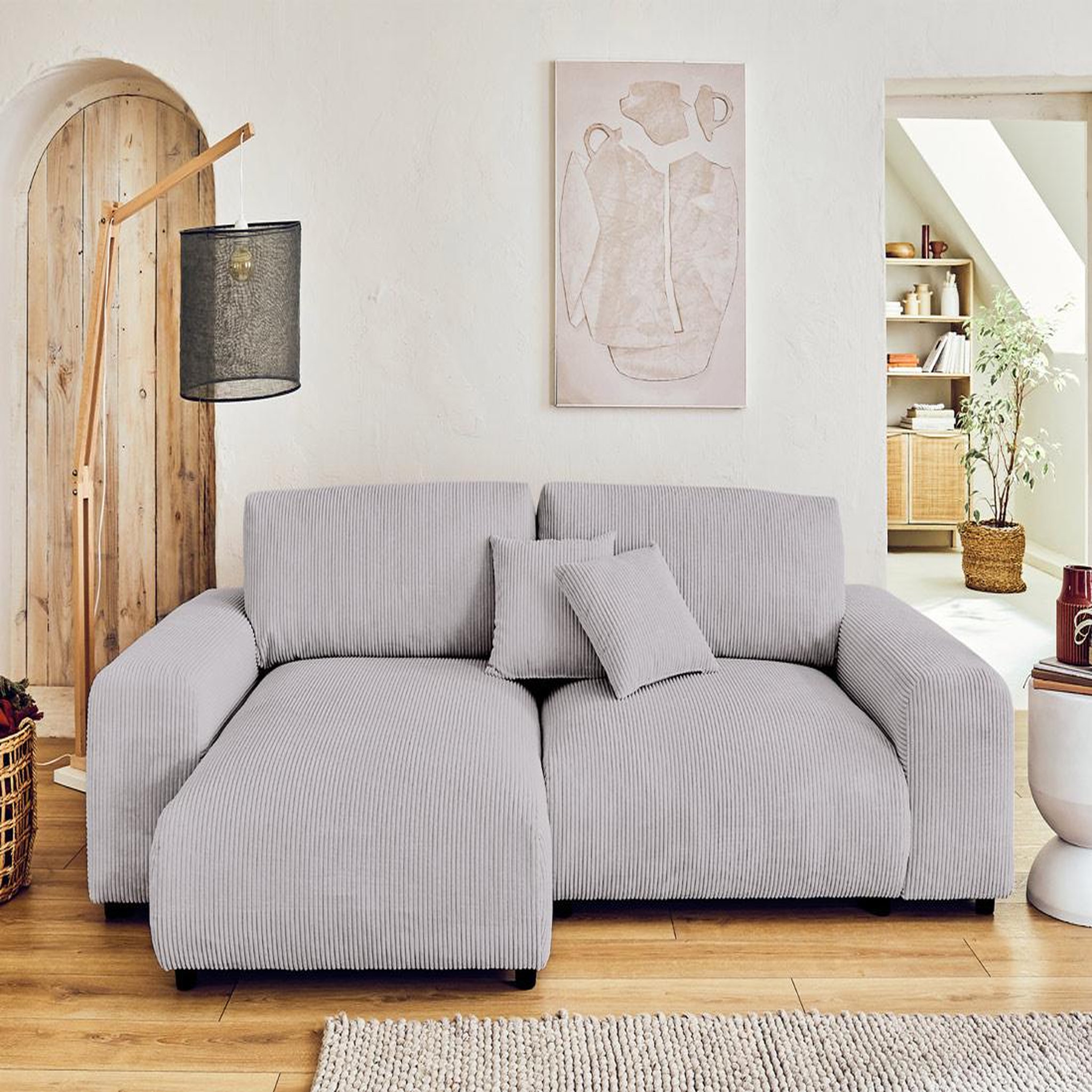 Voir la diapositive 3 : BEST MOBILIER Garance - canapé d'angle réversible - 4 places - en velours côtelé
