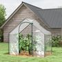Voir la diapositive 2 : OUTSUNNY Serre de jardin balcon terrasse serre pour tomates 1,8L x 1l x 1,68H m acier PVC imperméable transparent vert