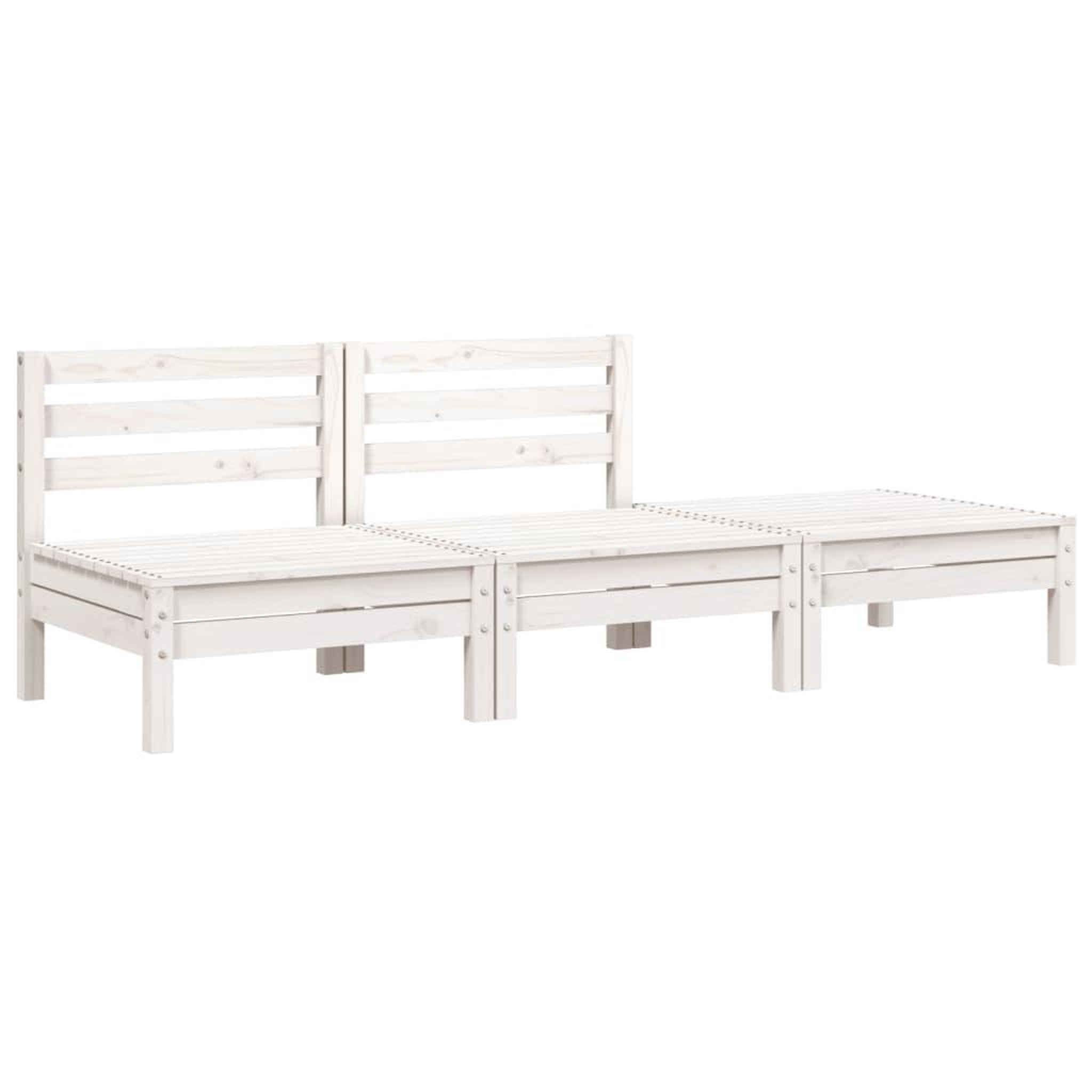 Voir la diapositive 2 : VIDAXL Canape de jardin 3 places blanc bois de pin massif