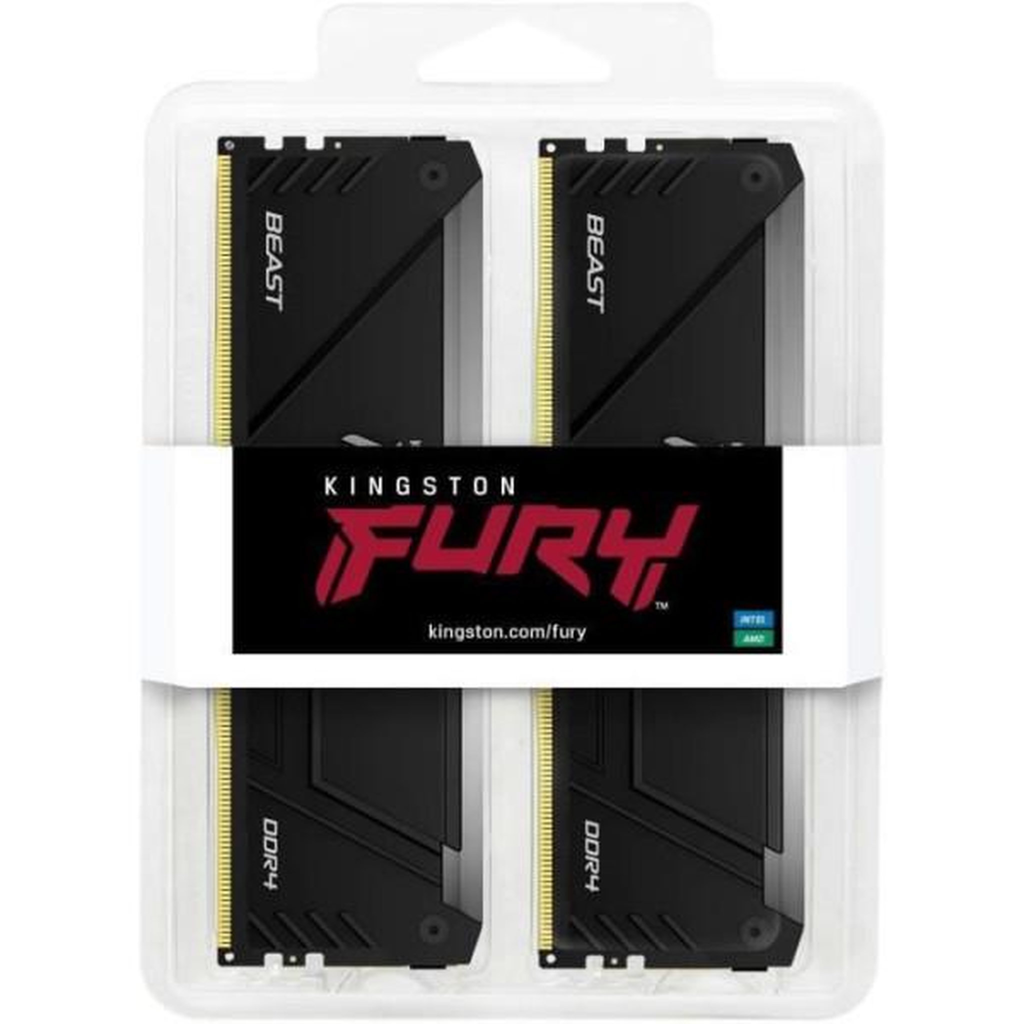 Voir la diapositive 3 : Kingston Mémoire DDR4 - KINGSTON - FURY Beast - 32 Go (2 x 16 Go) - 3600 Mhz - CL18