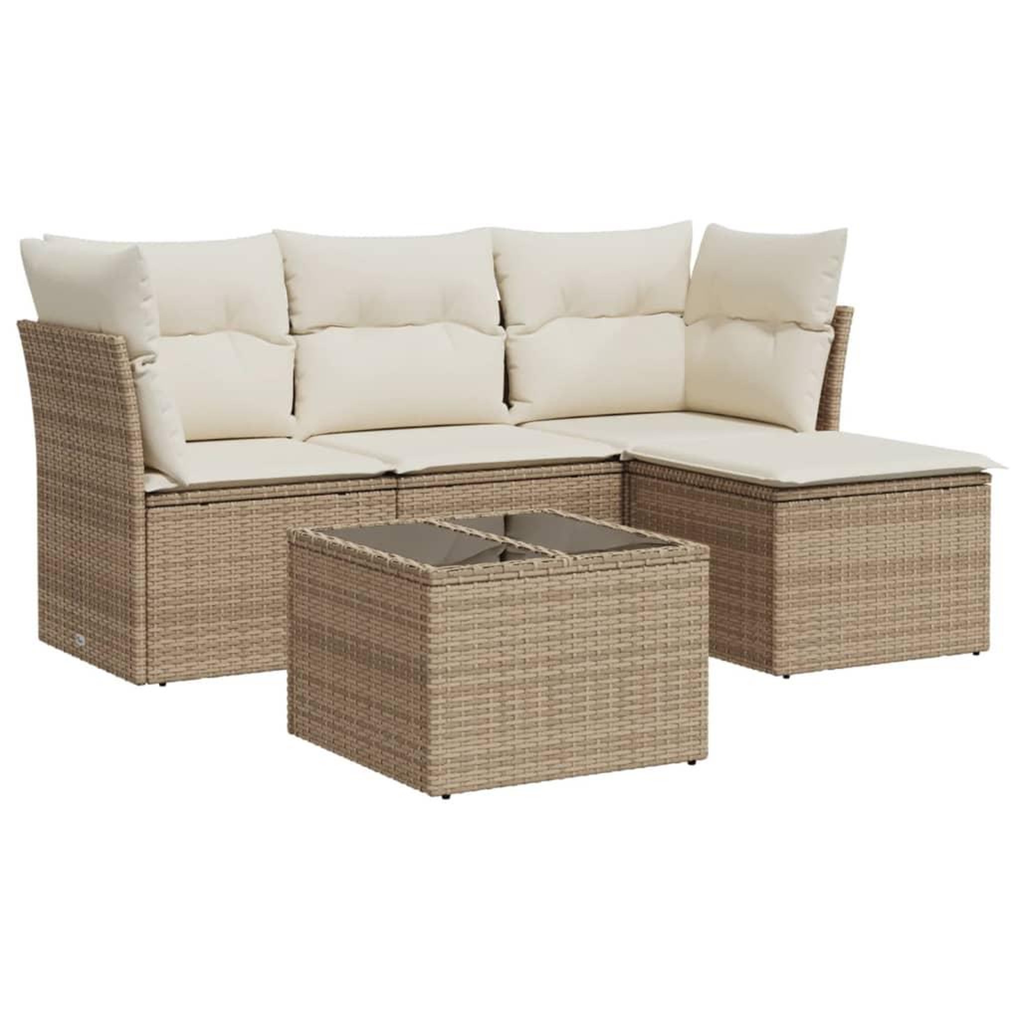 Voir la diapositive 2 : VIDAXL Salon de jardin avec coussins 5 pcs beige resine tressee