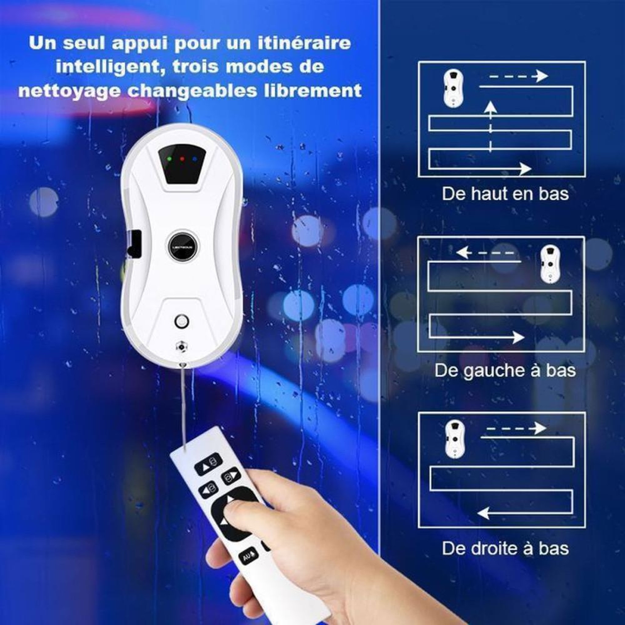 Voir la diapositive 4 : Robot nettoyeur laveur de vitres intelligent autonome YW610 blanc