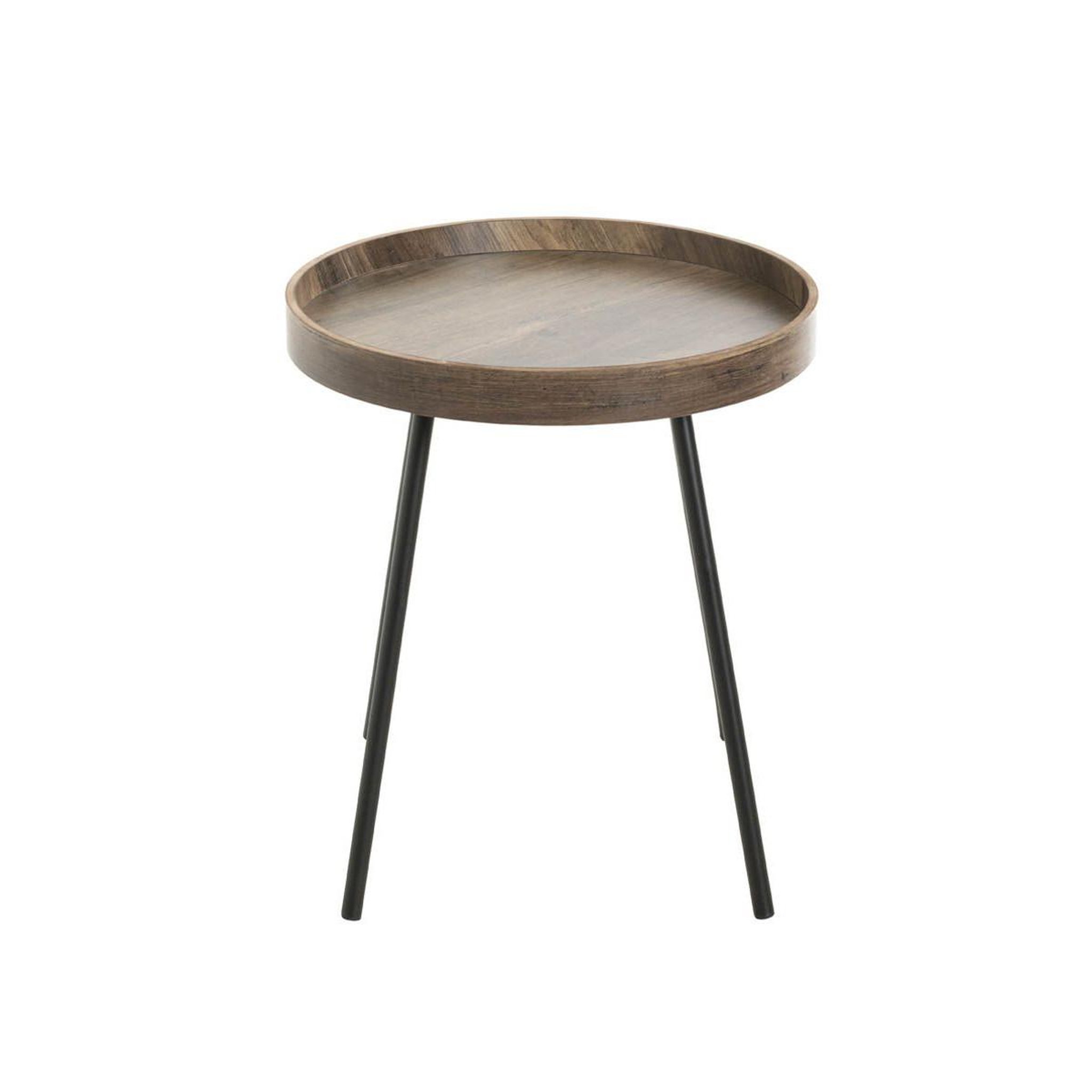 Voir la diapositive 2 : Paris Prix Table d'appoint avec rebord  miranda  45cm chêne foncé & noir