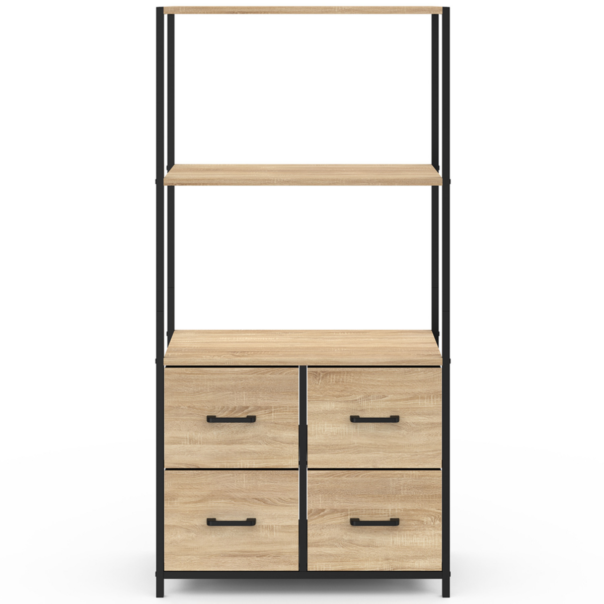 ID MARKET Etagère 3 niveaux avec 4 tiroirs en tissu UTAH 120 cm meuble de rangement design industriel