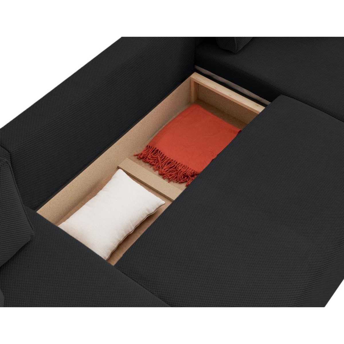 BEST MOBILIER Topaze - canapé panoramique en u 7 places convertible avec coffre en velours texturé