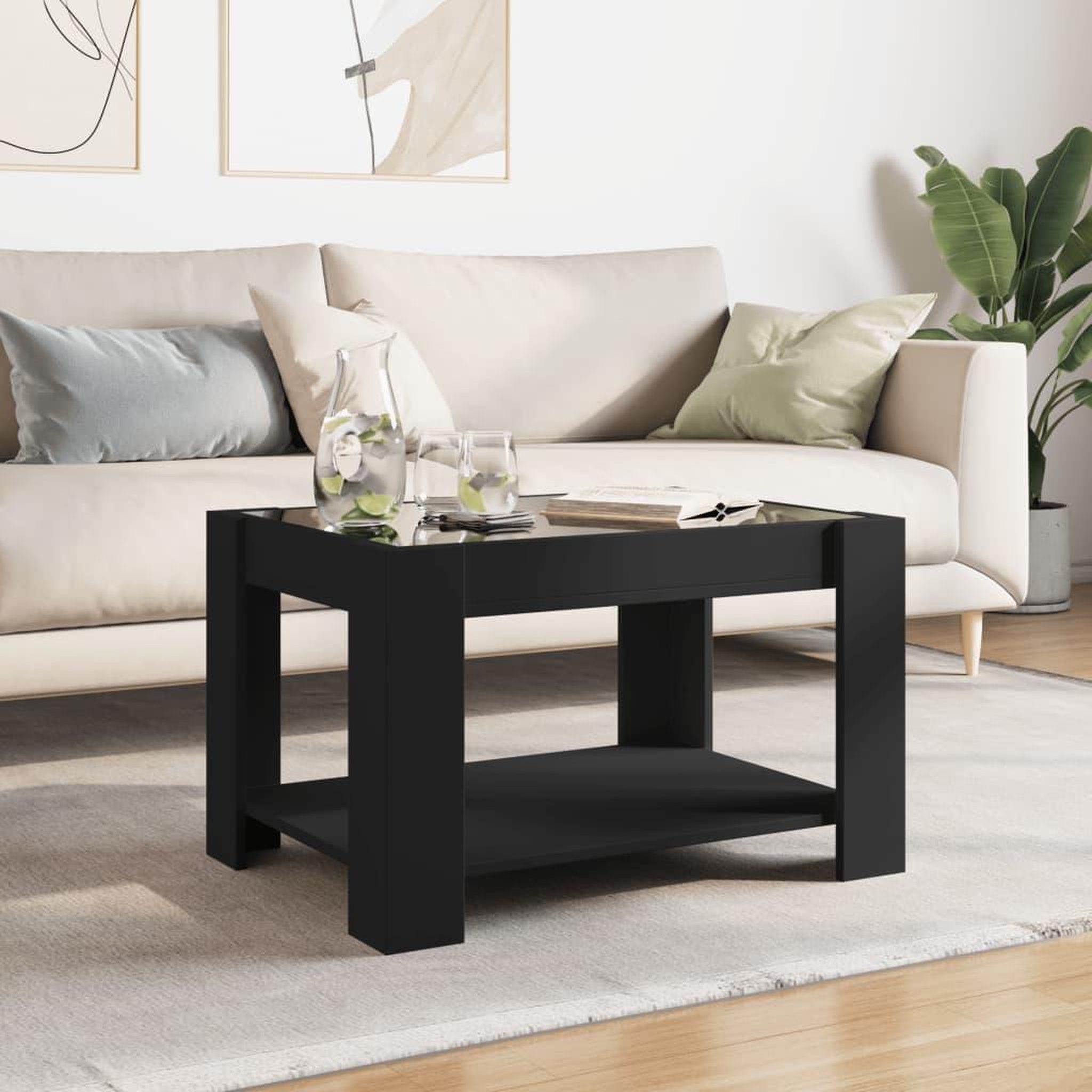 Voir la diapositive 4 : VIDAXL Table basse avec LED noir 73x53x45 cm bois d'ingenierie