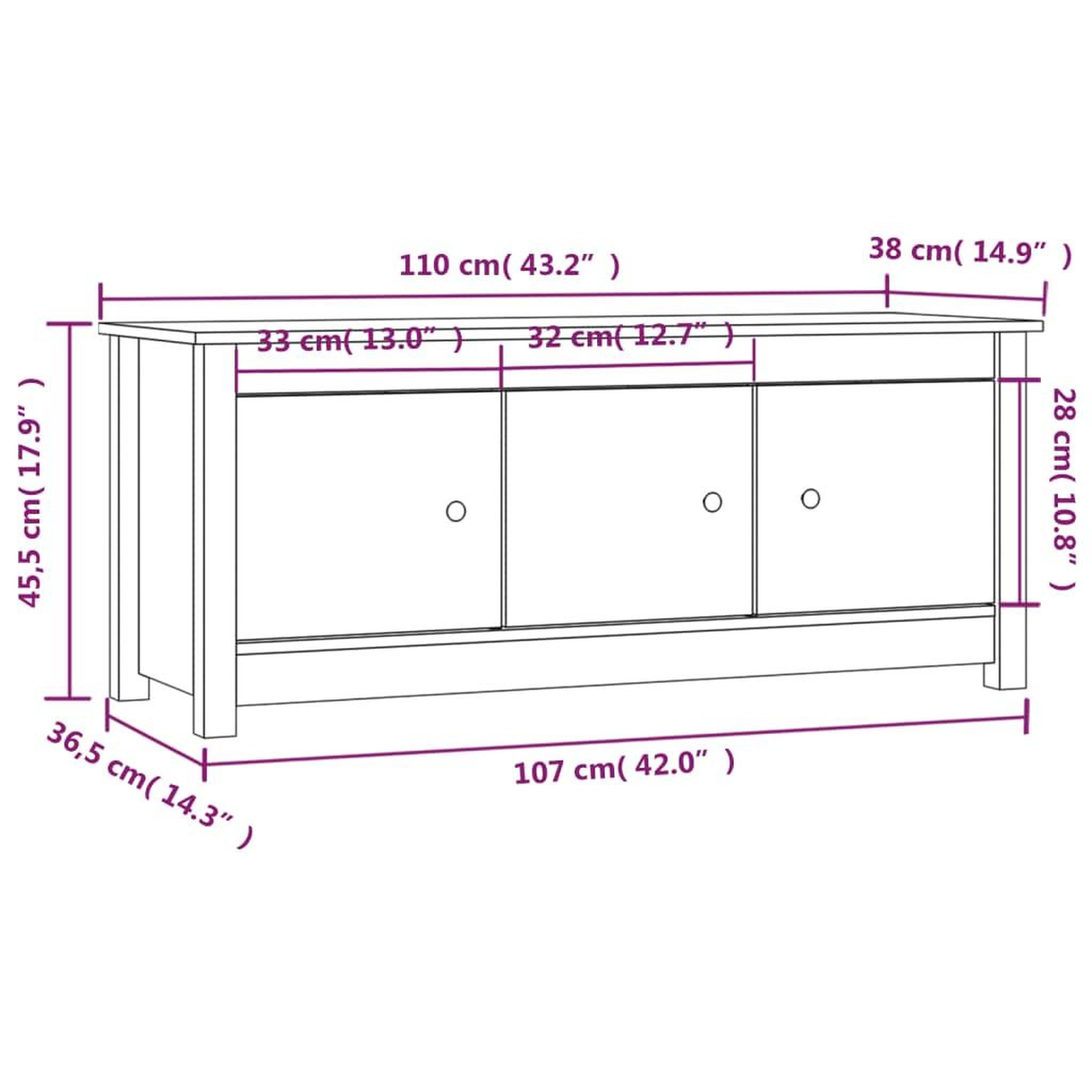 Voir la diapositive 6 : VIDAXL Armoire a chaussures 110x38x45,5 cm Bois de pin massif