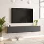 Voir la diapositive 3 : CONCEPT USINE Meuble TV suspendu anthracite et bois 180cm HYL