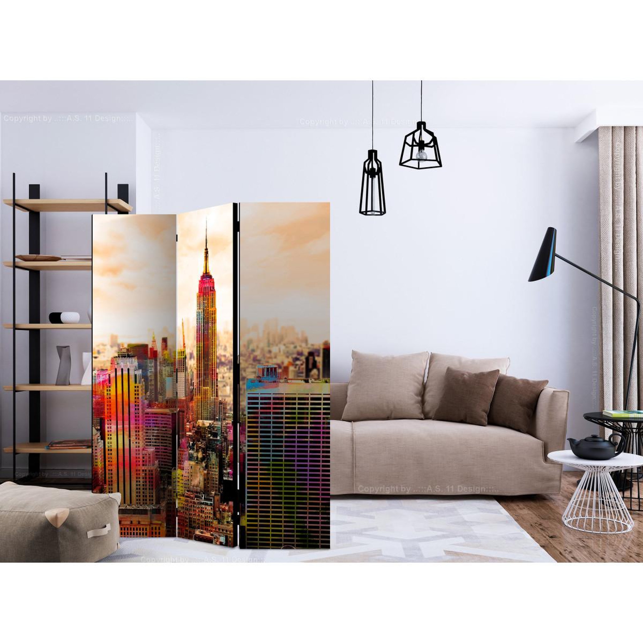 Voir la diapositive 2 : Paris Prix Paravent 3 volets  colors of new york city iii  135x172cm